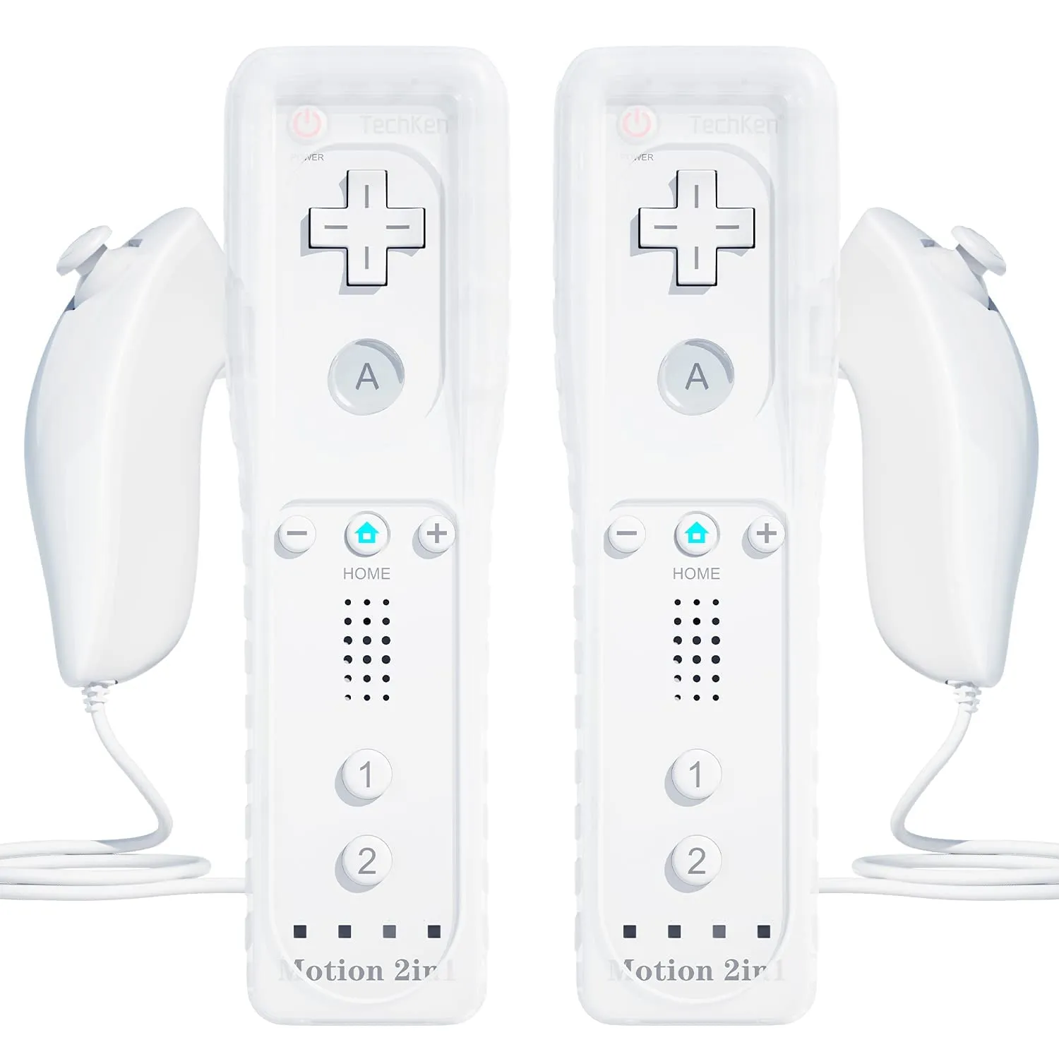 Telecomando Wii Remote Controller e Nunchuk, TechKen Wii Remote Plus Controller Motion Plus con Telecomando Nunchuck Wii Joystick Wii Remote Game Control con custodia in silicone per console Wii/Wii u