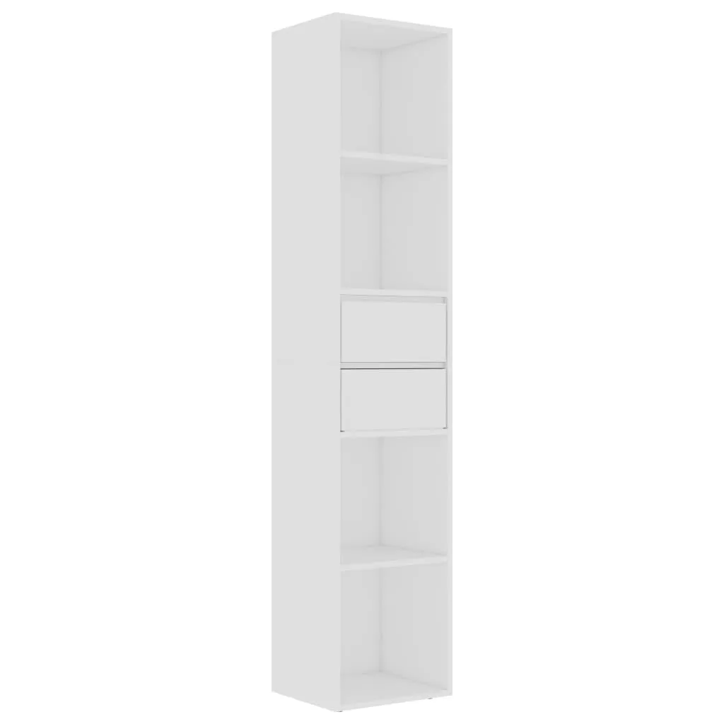 vidaXL Libreria a 6 Livelli, 4 Ripiani e 2 cassetti, 36x30x171 cm, Legno ingegnerizzato, Bianco, Scaffale autoportante, Mobile Contenitore, Arredo Moderno per casa e Ufficio