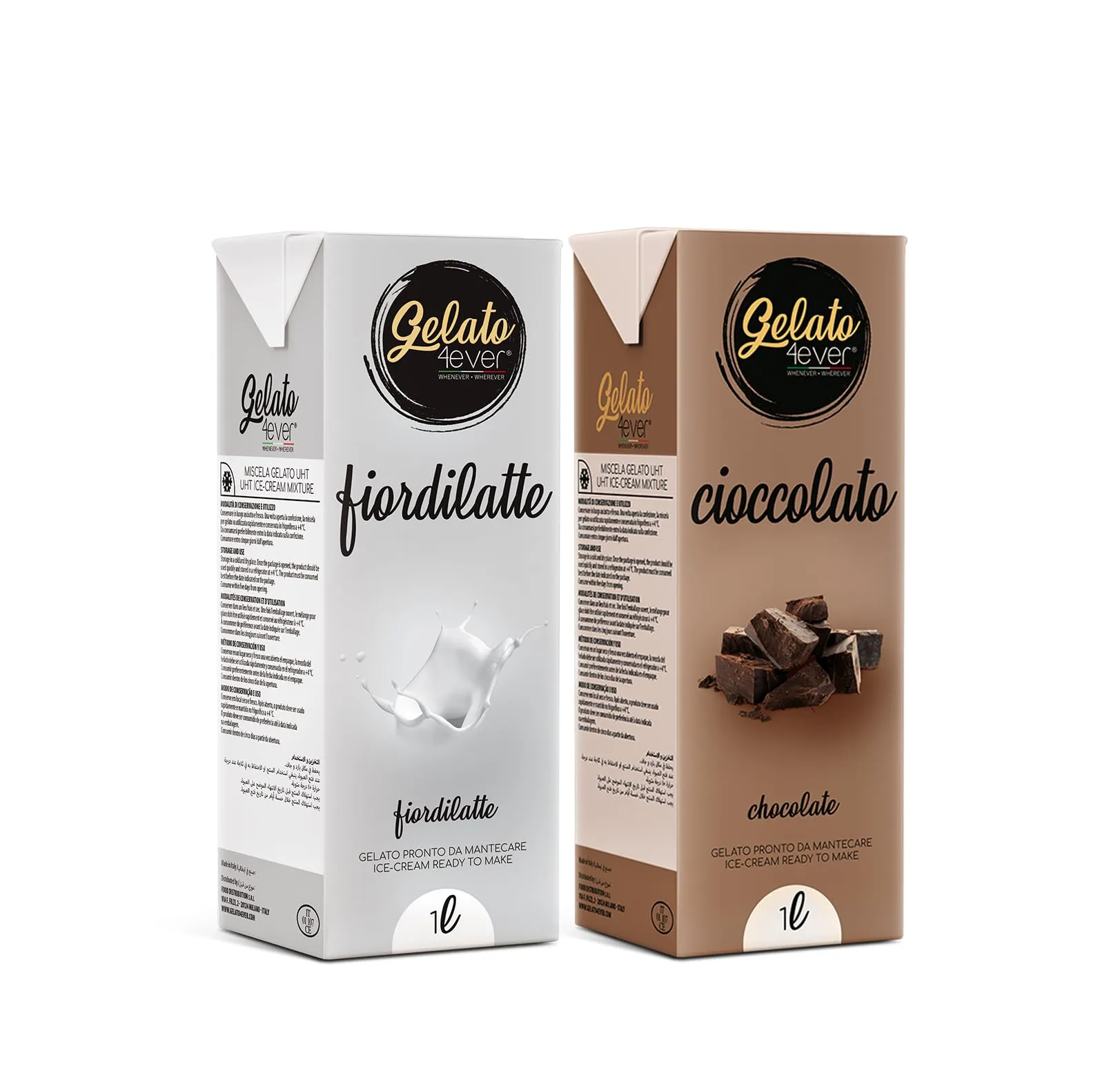 Gelato 4ever - Preparato per Gelato Pronto da Mantecare, Double Pack, Facile da Preparare, Compatibile con Tutte le Macchine per Gelati Come Ninja Creami, Magimix, HKoenig, 1L per Brick, Made in Italy