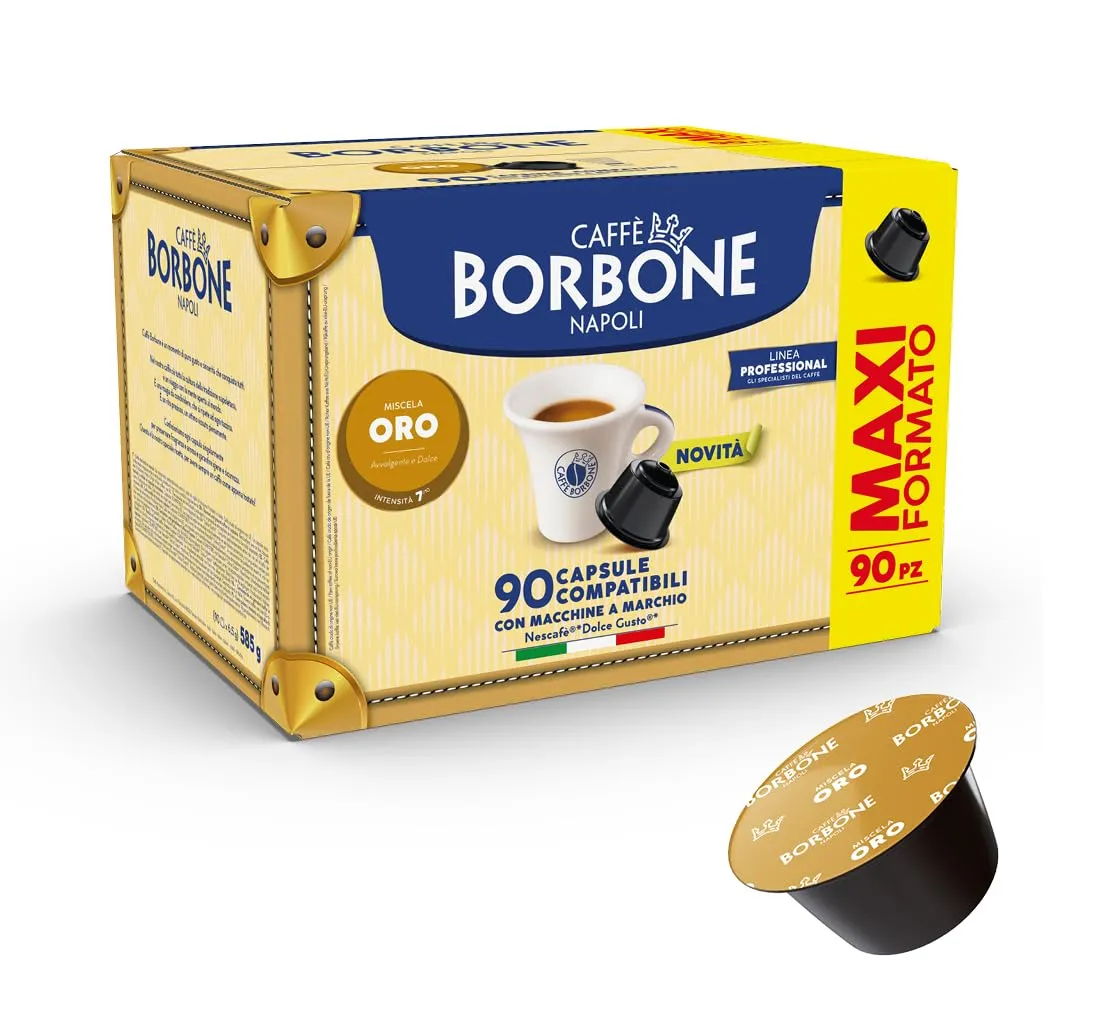 Caffè Borbone Miscela Oro - 90 capsule - Compatibili con le Macchine a marchio Nescafè® Dolce Gusto®