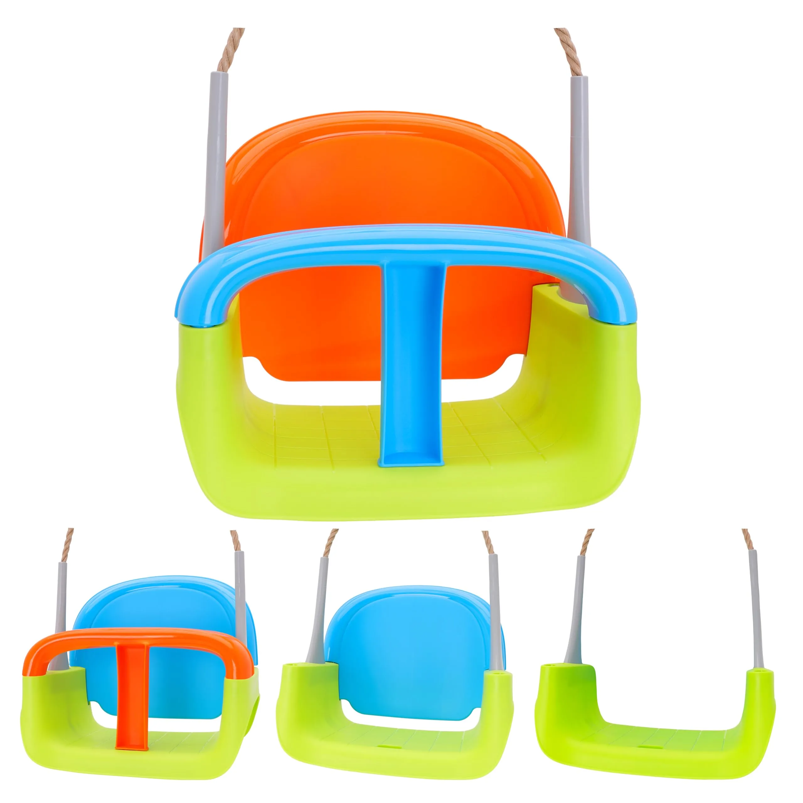 Toyland® 3-in-1 Seggiolino per Altalena per Bambini con Corda Regolabile - Parco Giochi, Struttura per Arrampicata, Set da Gioco e Accessori per Alberi - età 2+