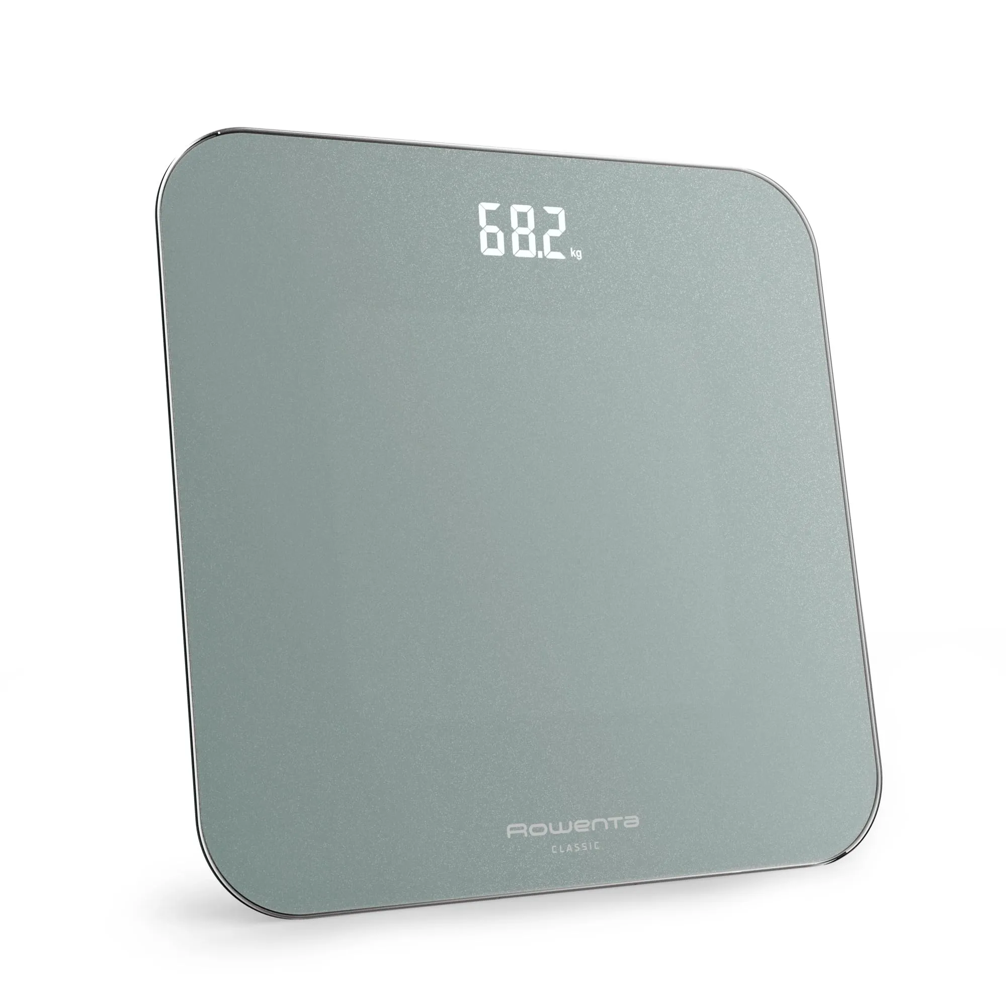 Rowenta Classic 2.0, Bilancia con Schermo Invisibile LED Facile da Leggere, Capacità 180kg, Design Moderno e Funzioni Intelligenti, AutoAccensione e Spegnimento Automatico, Colore Eucalipto, BS1903V0