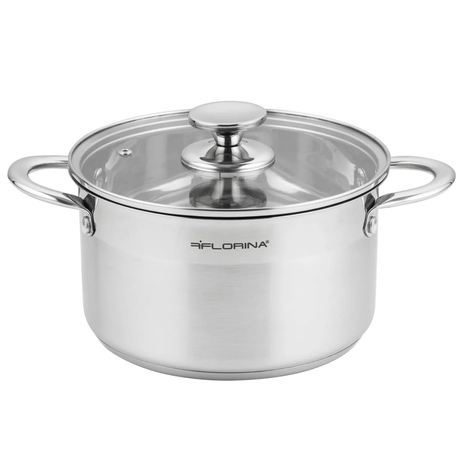 FLORINA Pentola Induzione in Acciaio Inox (6 l) I 24cm di Diametro I Pentola Risparmio Energetico FALCON I Coperchio in Vetro I Scala di Misurazione I Ideale per Tutti i Tipi di Fornelli
