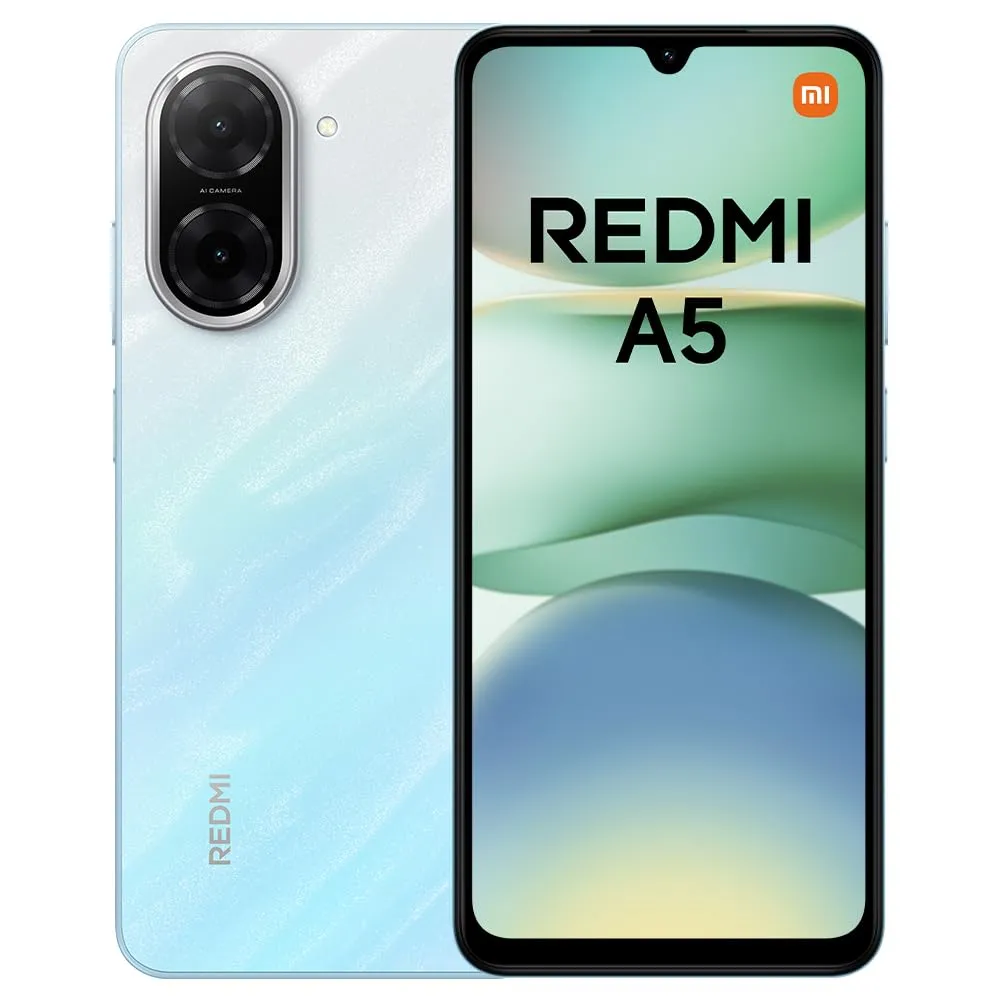 Redmi A5 Smartphone, 4+128GB, Blu, dual camera con AI da 32MP, ampia batteria da 5200mAh (typ), potente processore octa-core, display immersivo da 6,88" a 120Hz (caricatore non incluso)