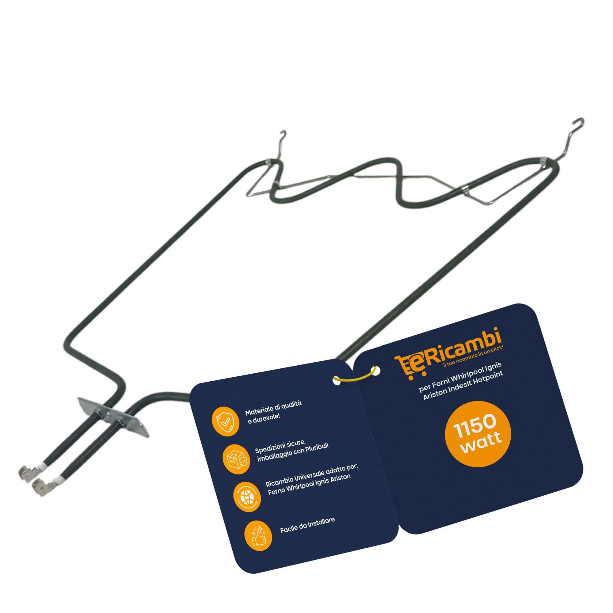 eRicambi® Resistenza Elettrica Inferiore Forno - Potenza 1150W - Tensione230V compatibile con Whirlpool Indesit Hotpoint - Dimensioni: 345x330 (mm) - Lunghezza Flangia 70 (mm) Larghezza 15 (mm)