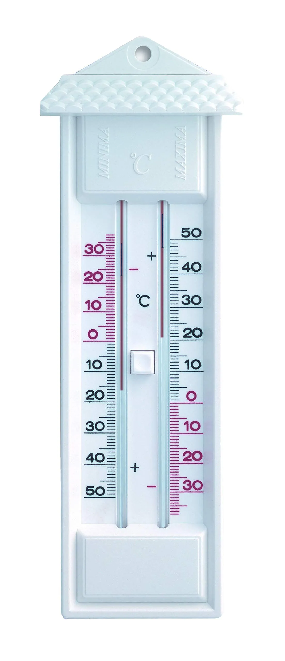 TFA Dostmann Termometro analogico massimi-minimi, 10.3014.02, valori massimi e minimi, resistente alle intemperie, Made in Germany, Bianco