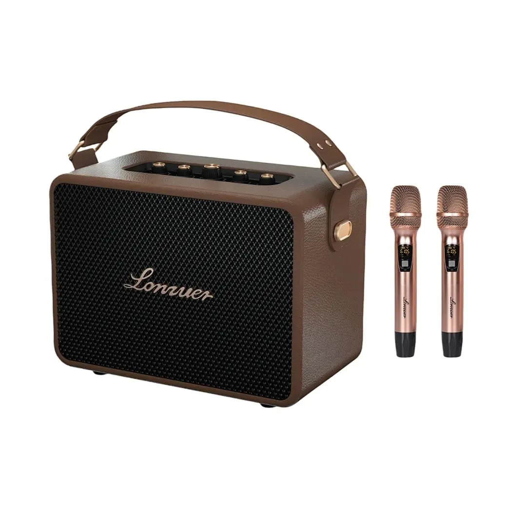 Microfono karaoke portatile con 2 microfoni senza fili, batteria da 18000 mAh, bassi da 120 W, design retrò, Bluetooth 5.3, AUX/ingresso chitarra – Altoparlante professionale per feste per adulti