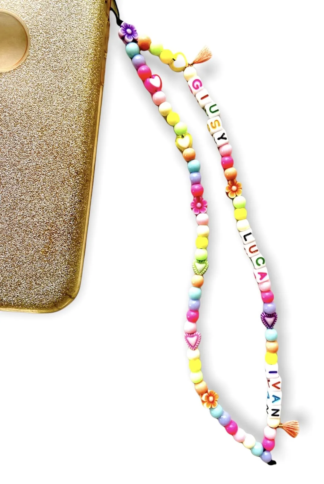 CON IL TUO NOME! Phone strap perline charm Rose personalizzato con lettere o nome. Porta cellulare da polso e gioiello per il tuo telefono. Idea regalo fantastica. Cordino il telefono.