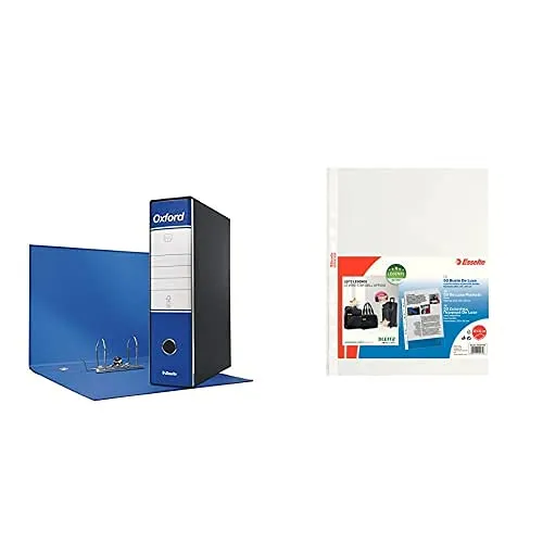 6 Registratori G83 Oxford Blu, F.to Commerciale, Dorso 8 cm + 50 Buste Deluxe