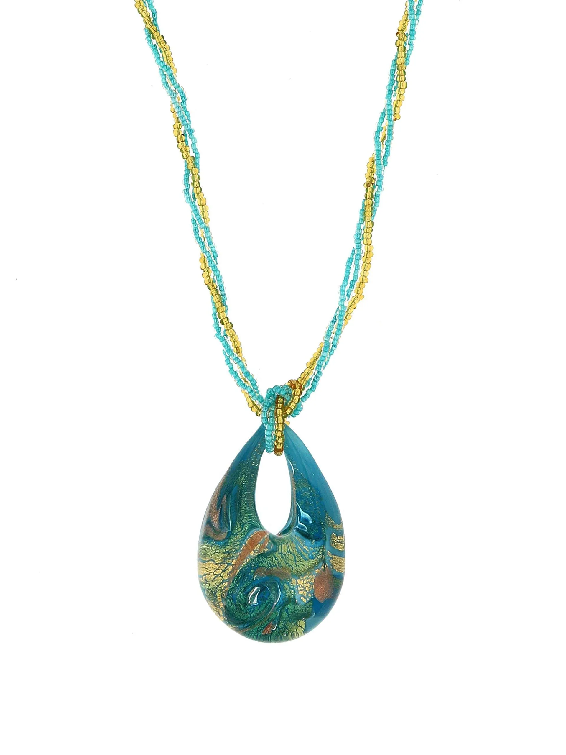 Venetiaurum - Collana Per Donna Con Pendente a GocciaIn Vetro Originale di Murano e argento 925 - Gioiello made in Italy certificato