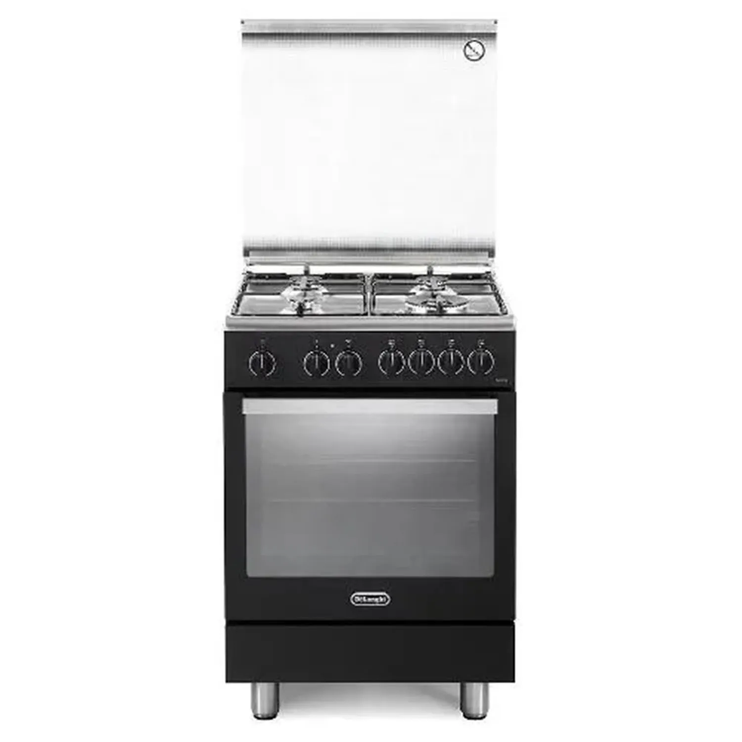 PEMA64LSG - Cucina a gas con forno elettrico, 60x60 cm, colore Nero, Calsse energetica A