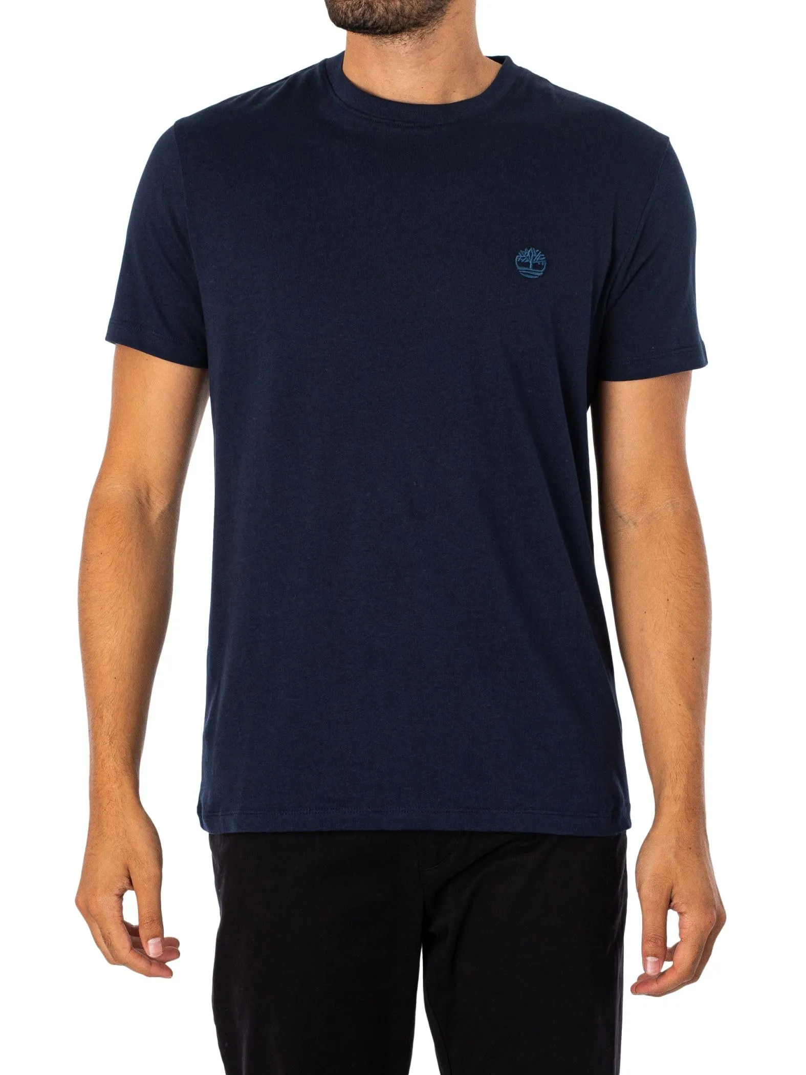 Timberland Uomo T-Shirt con Logo Ricamato Slim Fit, Blu, L