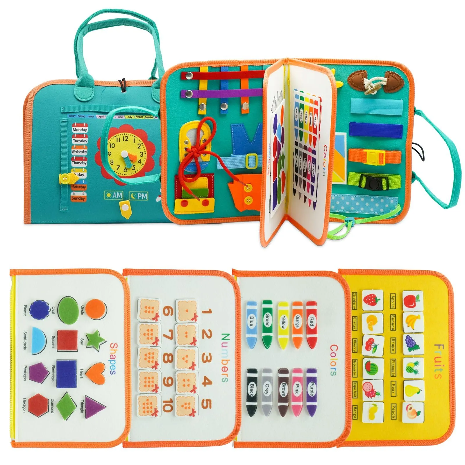 Lulua Giochi Montessori 1 Anno, Busy Board di feltro, pannello sensoriale. Giochi Bambini 1 Anno.