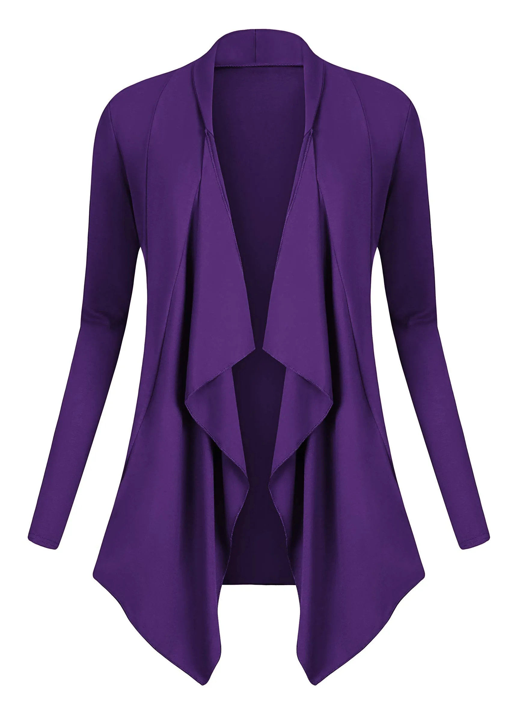 Urban GoCo Donna Cardigan Drappeggiato Aperto Davanti a Maniche Lunghe e Orlo Irregolare Giacca Top (L, Viola)
