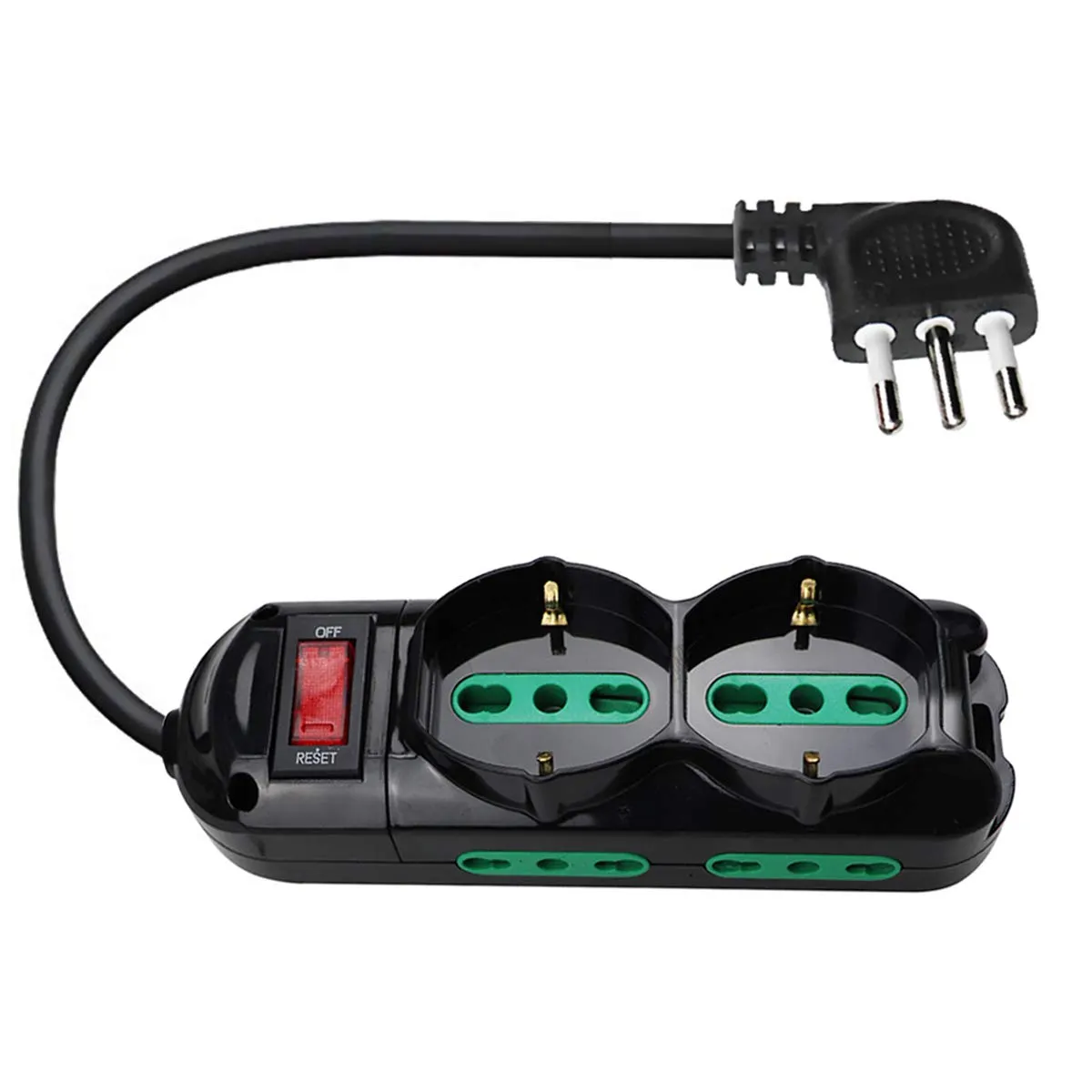EXTRASTAR Presa con interruttore automatico di protezione 10 A,multipresa protetta,surge Arrest, 2 prese universali Sicury, 4 Biprese Sicury,Nero cavo 1,5