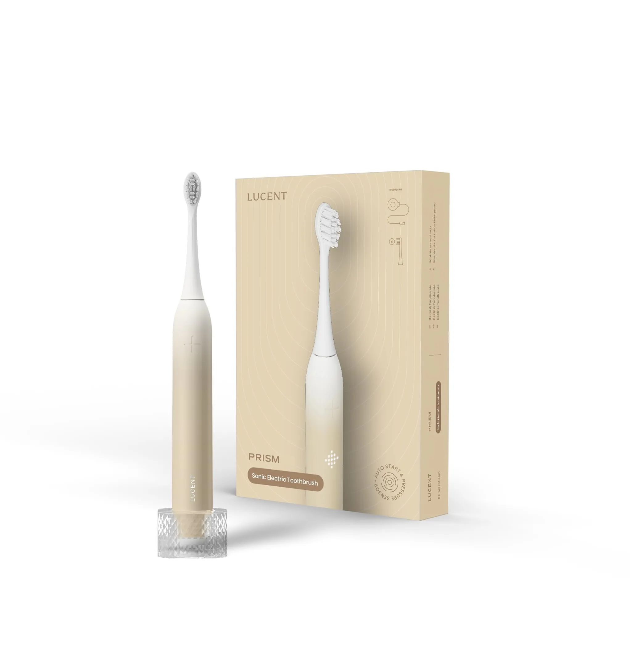 Be Lucent Prism Sonic Spazzolino Elettrico Vaniglia Crema - Spazzolino Elettrico con Accensione/Spegnimento Automatico, Promemoria Smart Timer, 3 Modalità di Pulizia Sensibile alla Pressione 60 Giorni
