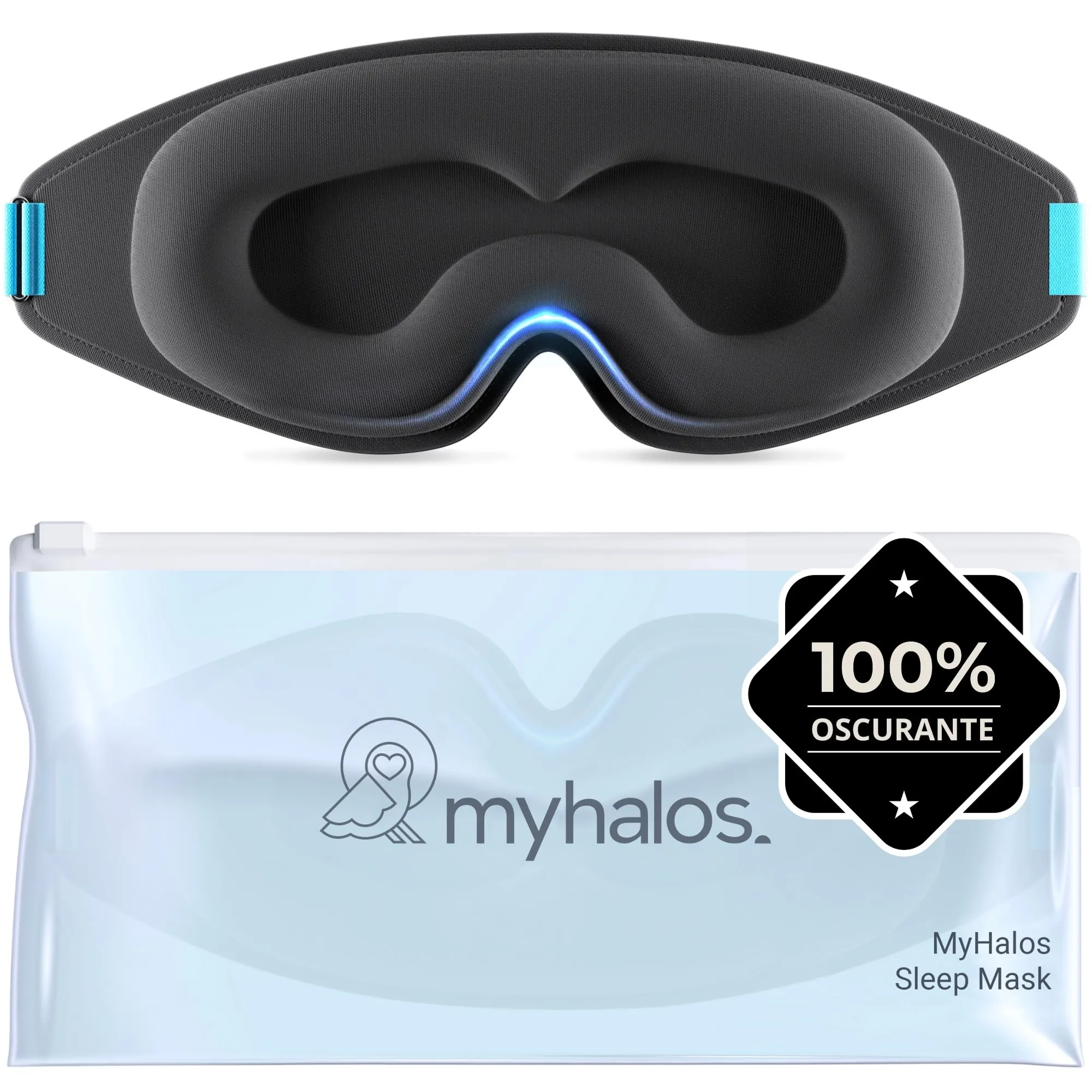 MyHalos® Mascherina per Dormire Seta – Maschera per Sogni Lucidi e Notte, Copri Occhi e Benda per Dormire Adulti - Sleeping Mask Sleep Mask per Viaggio e Relax