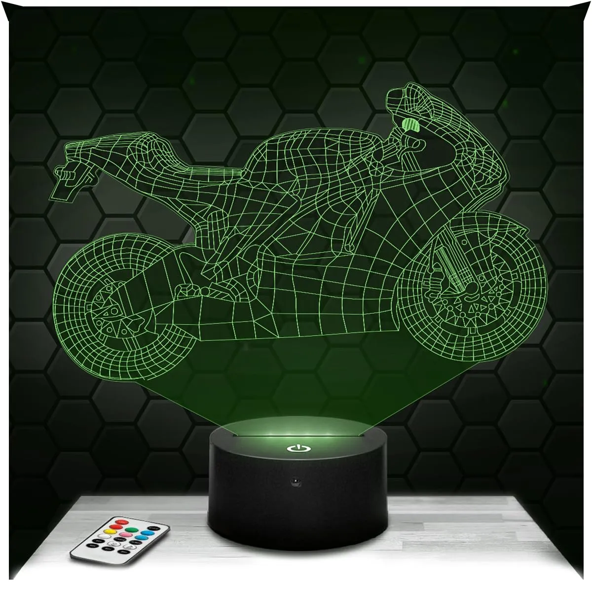 Lampe de chevet, Veilleuse Tactile Moto Sportive Lampe 3D LED illusion, Idée cadeau Noël anniversaire garçon et fille Lampe de nuit chambre d'enfant ou adulte
