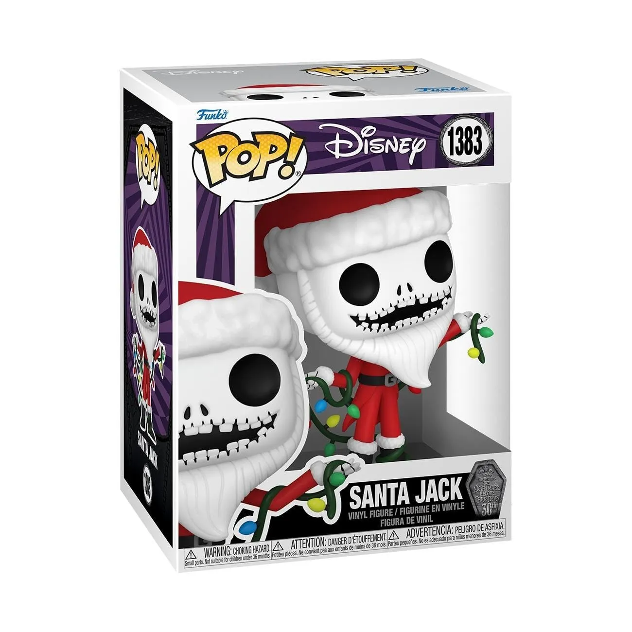 Funko Pop! Disney: The Night Before Christmas 30th - Santa Jack Skellington - The Nightmare Before Christmas - Figura in Vinile da Collezione - Idea Regalo - Merchandising Ufficiale - Movies Fans