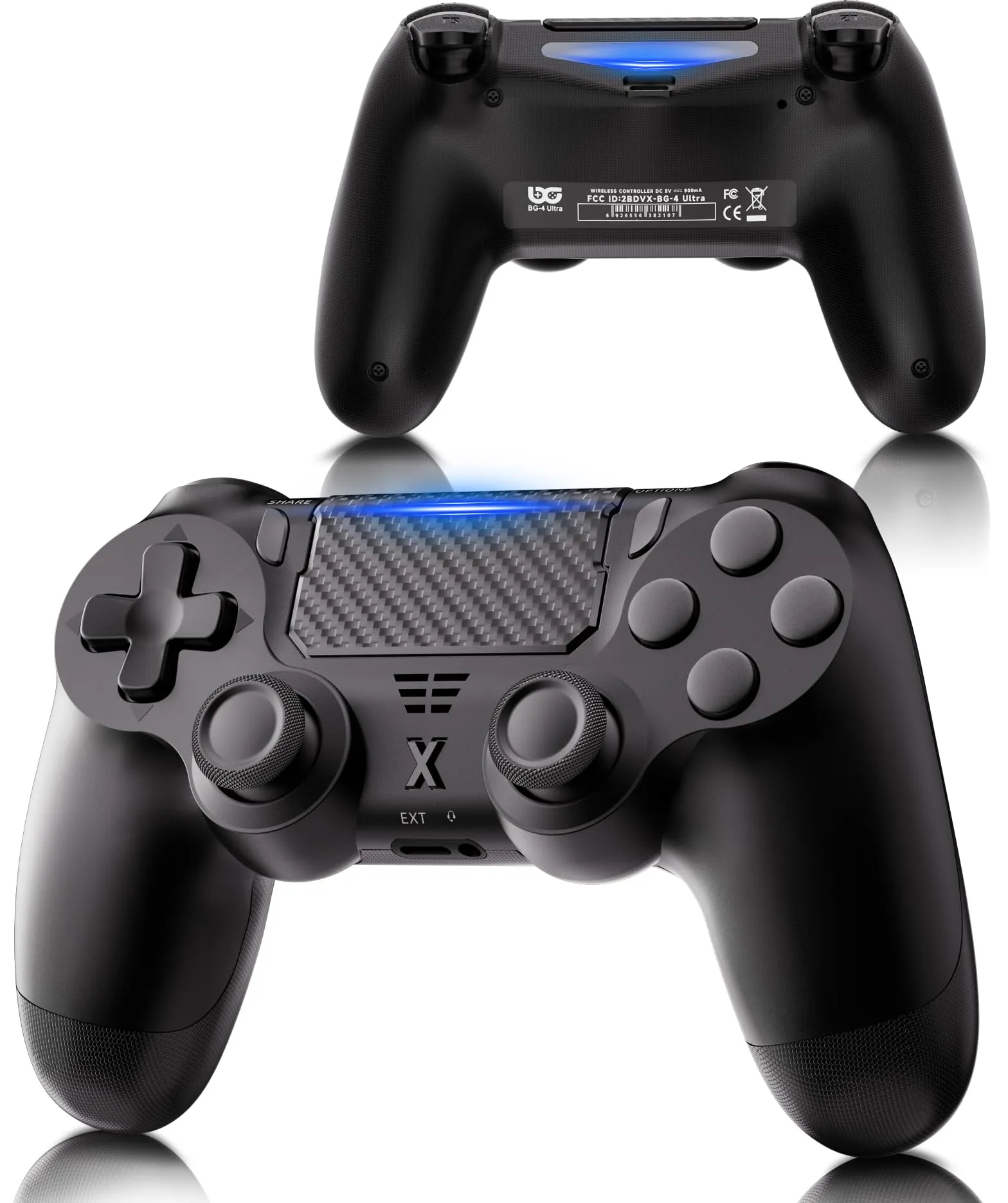 RUIZHI 1PC Controller Wireless per PS4 - Controller Playstation 4 compatibile con PS4/Pro/Slim/PC, Joystick Gamepad con Pulsante Turbo/Return/Doppia Vibrazione/6 Assi Giroscopio/Pannello Touch, Nero