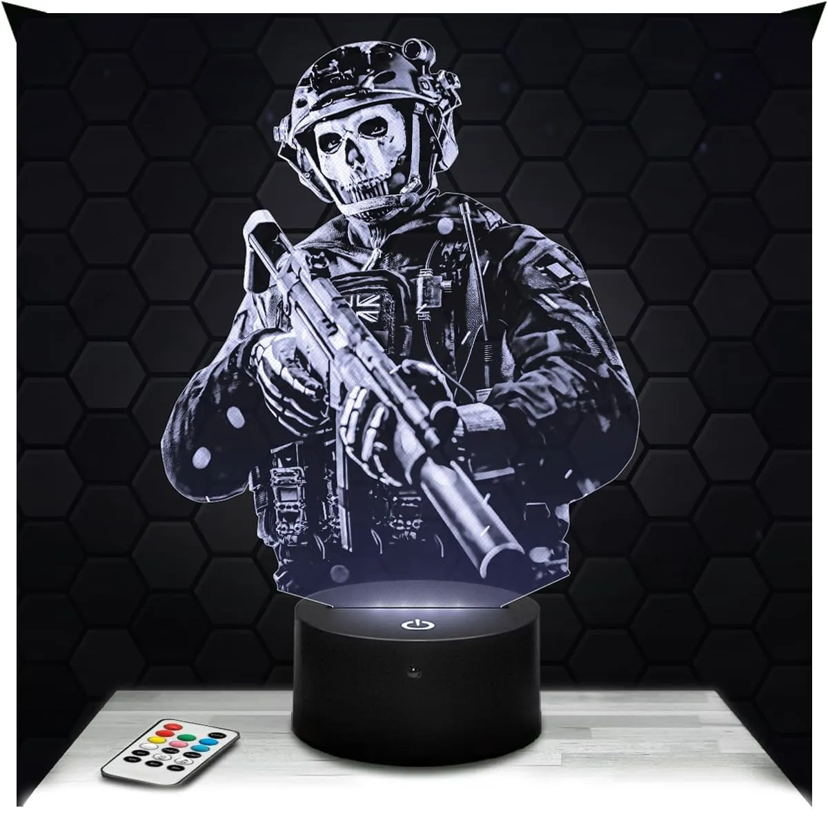 Lampephoto.fr - Lampada 3D Cod Mw2 Simon Ghost Riley, Decorazione Camera Ragazzo Gaming Gamer Videogiochi, Idea Regalo originale per Notte e Ufficio, Luce Notturna Tattile, Illusione 3D Led TOP