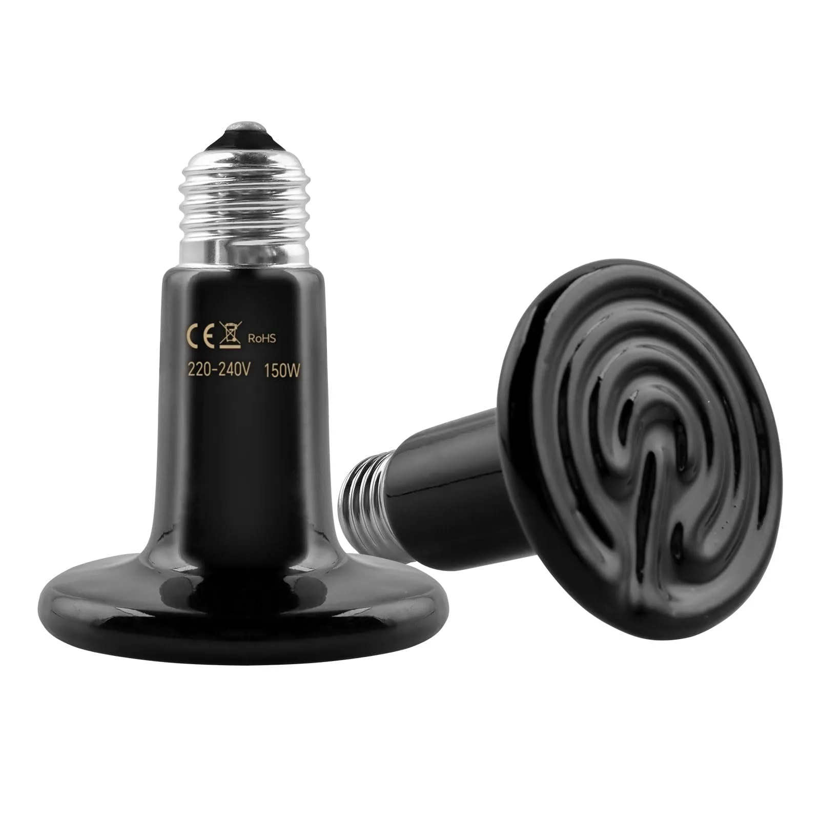 2 Pezzi E27 150W Lampadina Riscaldante in Ceramica 220-240V, Rettile Lampada a Infrarossi Riscaldante, per Anfibi e Rettili Tartaruga, Uccelli, Lucertola, Pulcino, Serpente