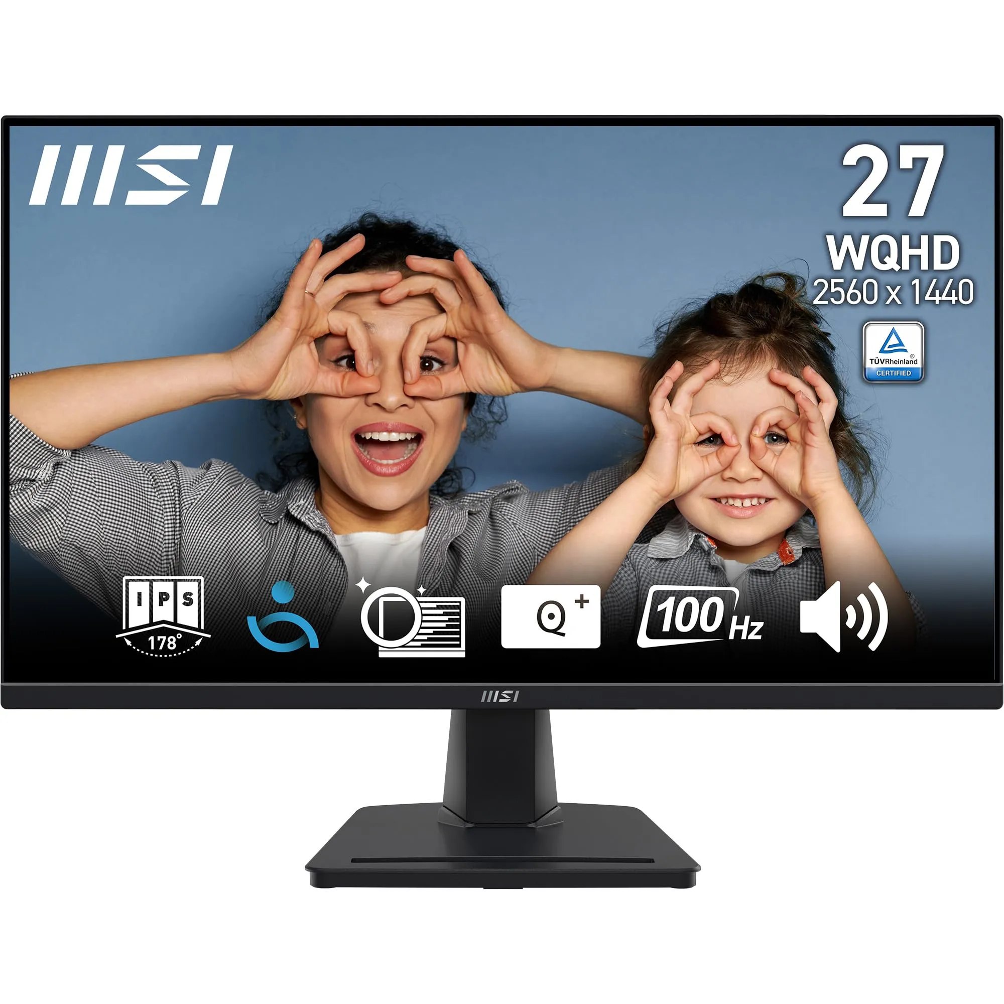 MSI PRO MP275Q Monitor 27" WQHD - Pannello IPS 100 Hz (2560 x 1440), Schermo Eye-Friendly, Altoparlanti integrati, Inclinabile, HDMI 2.0b, DP (1.2a)