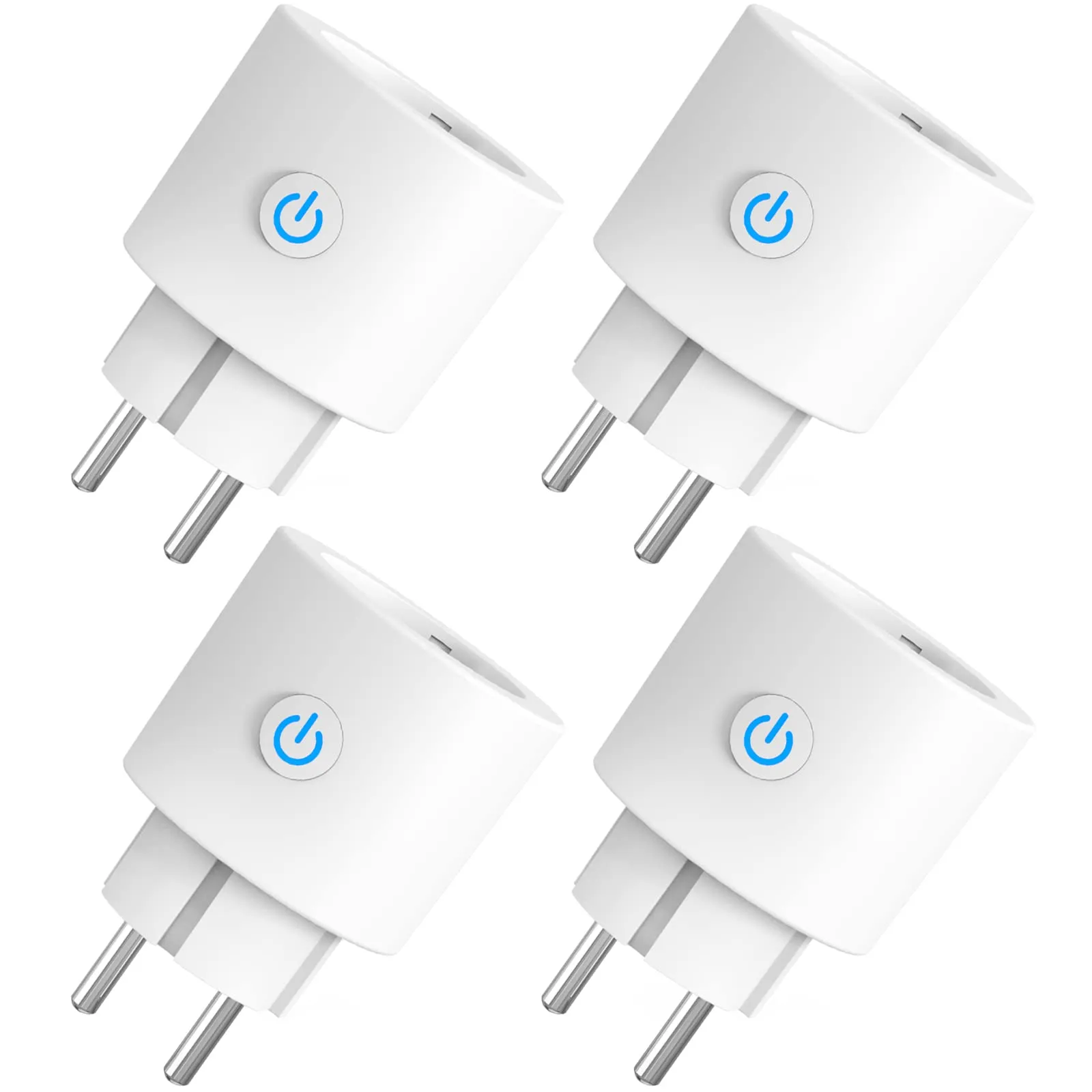 Presa Intelligente Wifi 16A Smart Plug (Type F), Monitoraggio energetico, Protezione Sovraccarico, Timer e Regolazione del Programma, Compatibile con Alexa & Google Home, 4 Pezzi
