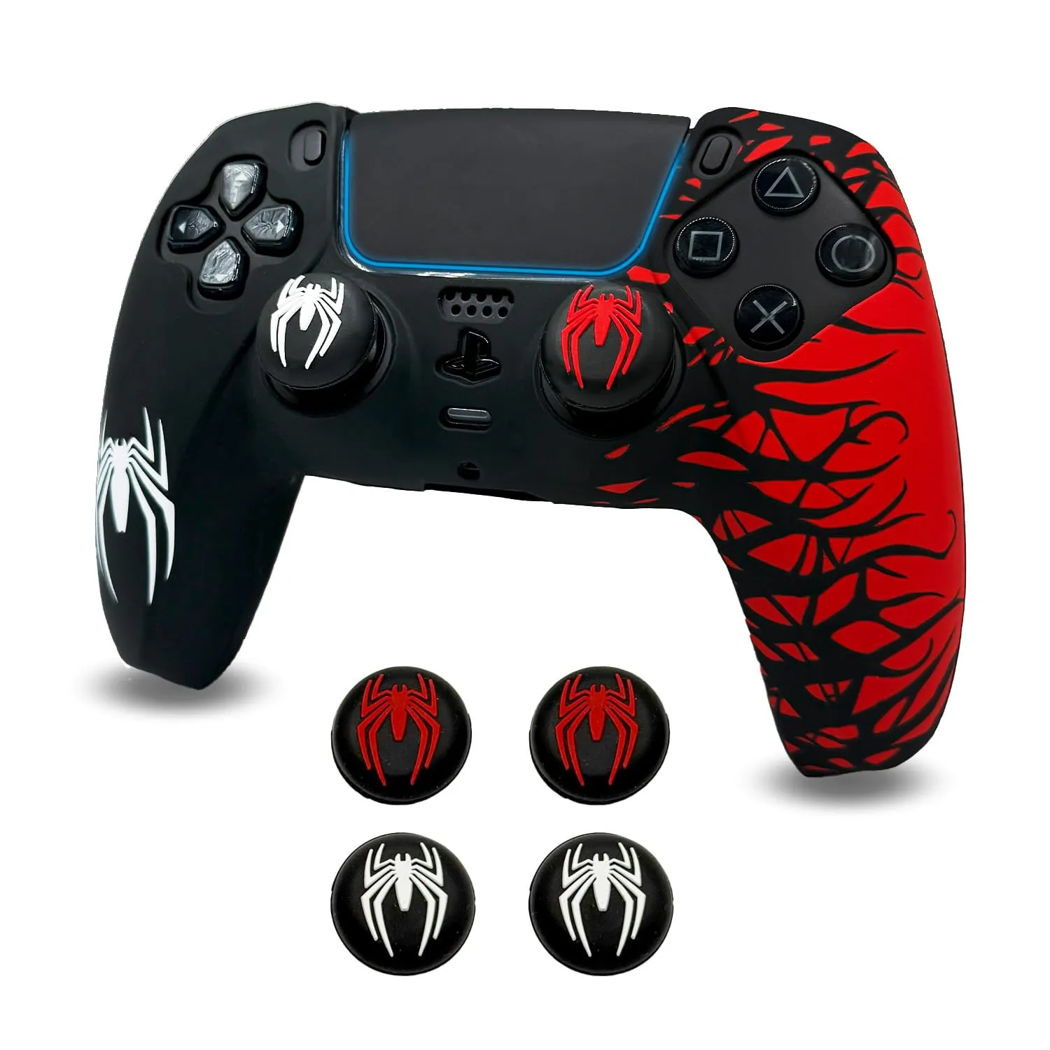 ElitePlay Cover in silicone antiscivolo per controller PS5, custodia in gomma morbida per controller wireless PS5, con 2 set di impugnature per pollice