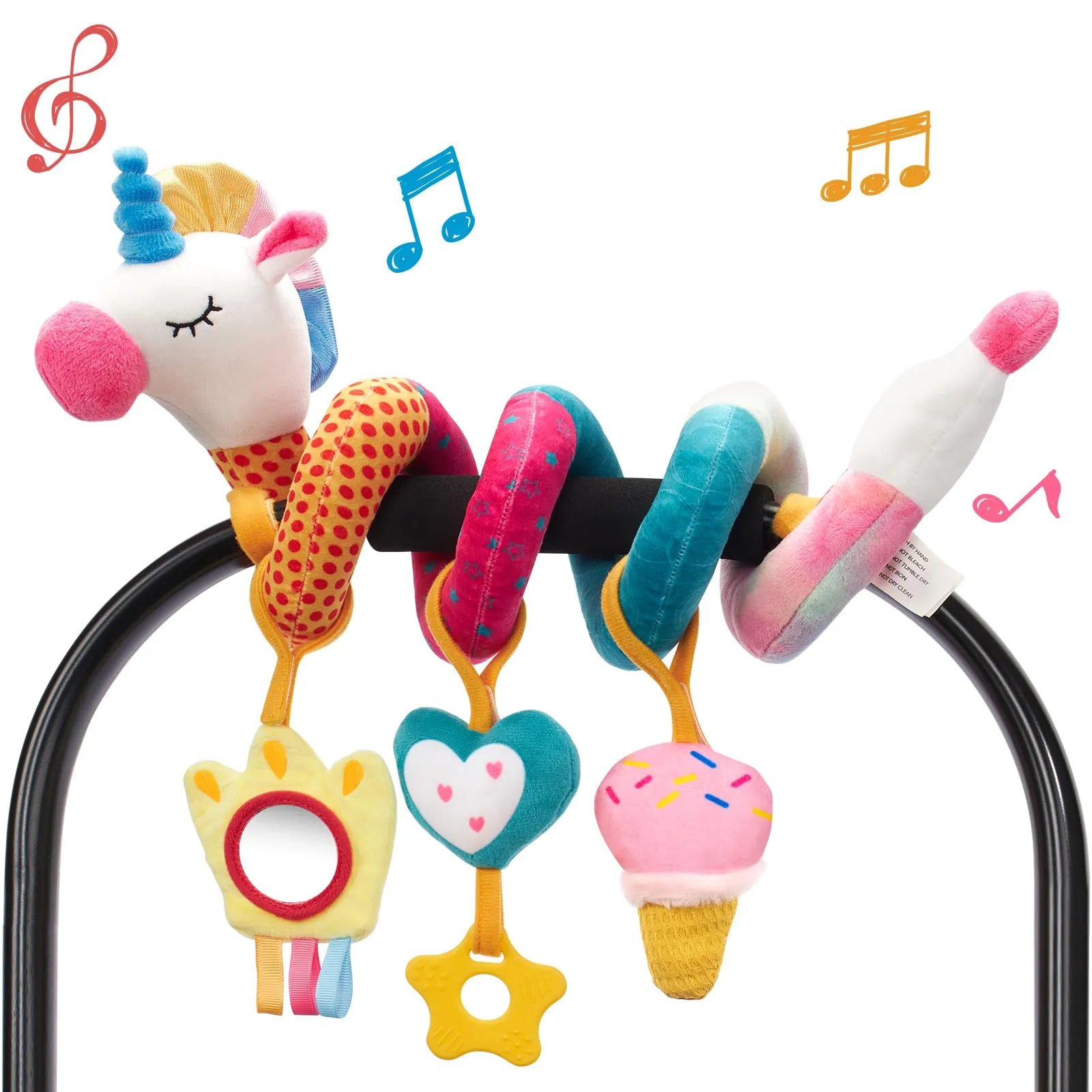 hahaland Giocattolo a Spirale Passeggino Neonati 0 3 6 Mesi, Regalo Neonata Femmina Giochi Passeggino a Sonaglio Appeso, Giocattolo della Peluche da Appendere