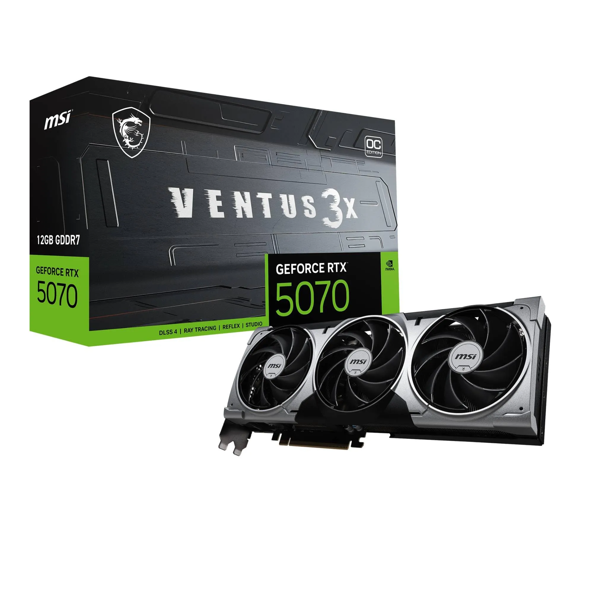 MSI GeForce RTX™ 5070 12G VENTUS 3X OC Scheda Video – GDDR7, 28Gbps, PCIe 5.0, HDMI 2.1b, DP 2.1b, 6144 CUDA Cores, 192-bit, Torx FAN 5.0, Afterburner, Metal Backplate, 650W PSU raccomandato