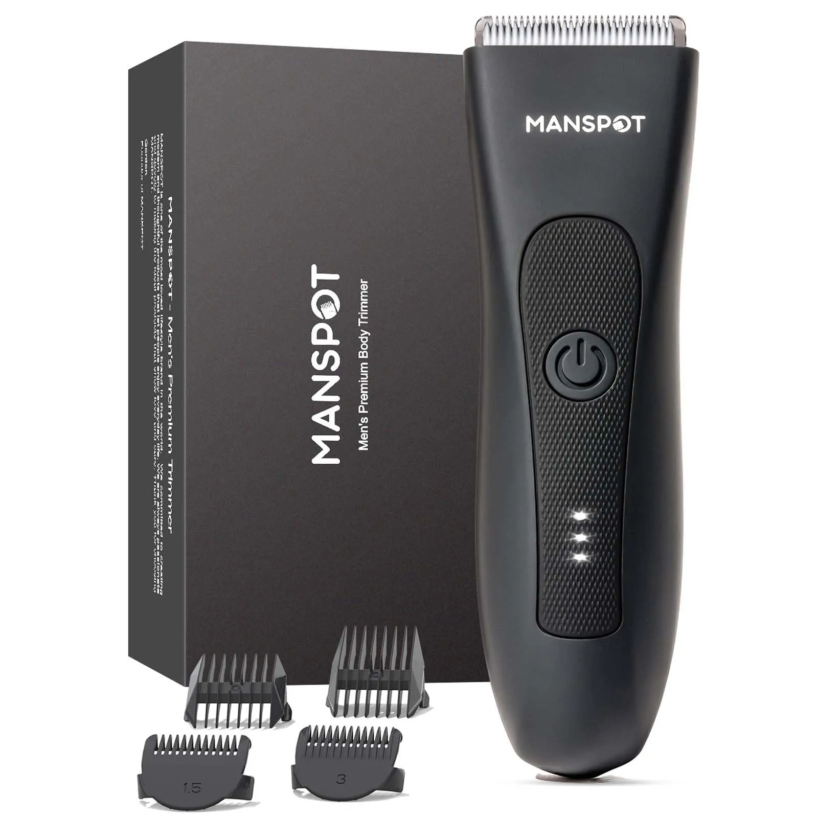 MANSPOT Rasoio Elettrico Corpo Uomo, Depilatore Corpo Uomo Impermeabile IPX39, Rasoio Parti Intime Umido e Asciutto, Rasoio Intimo per Viso, Braccia, Torace, Gambe, Ascelle
