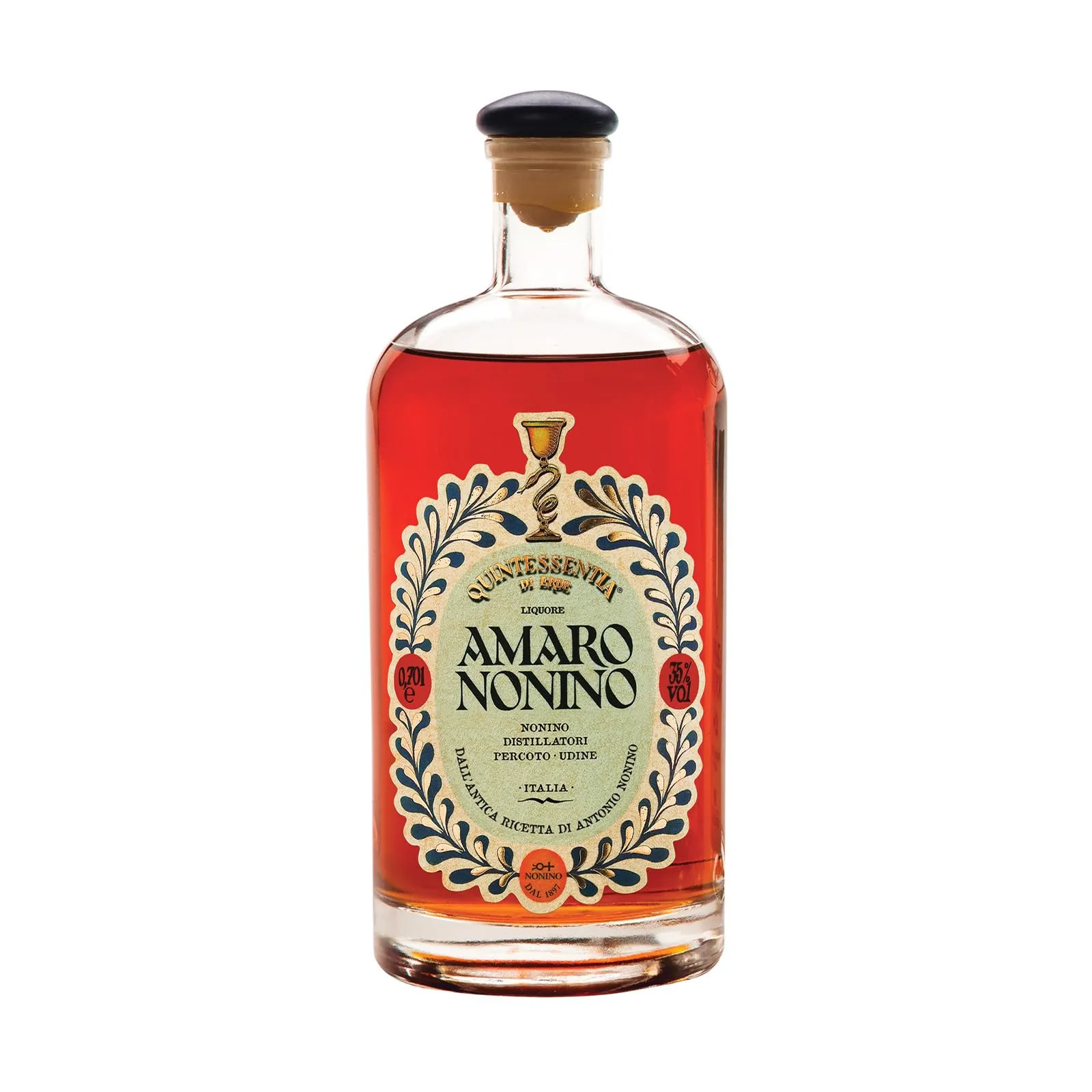 Distillerie Nonino, Amaro Nonino Quintessentia, Liquore D'erbe Nobilitato da Acquavite D'uva Invecchiata in Barriques – Bottiglia in da 700 Ml