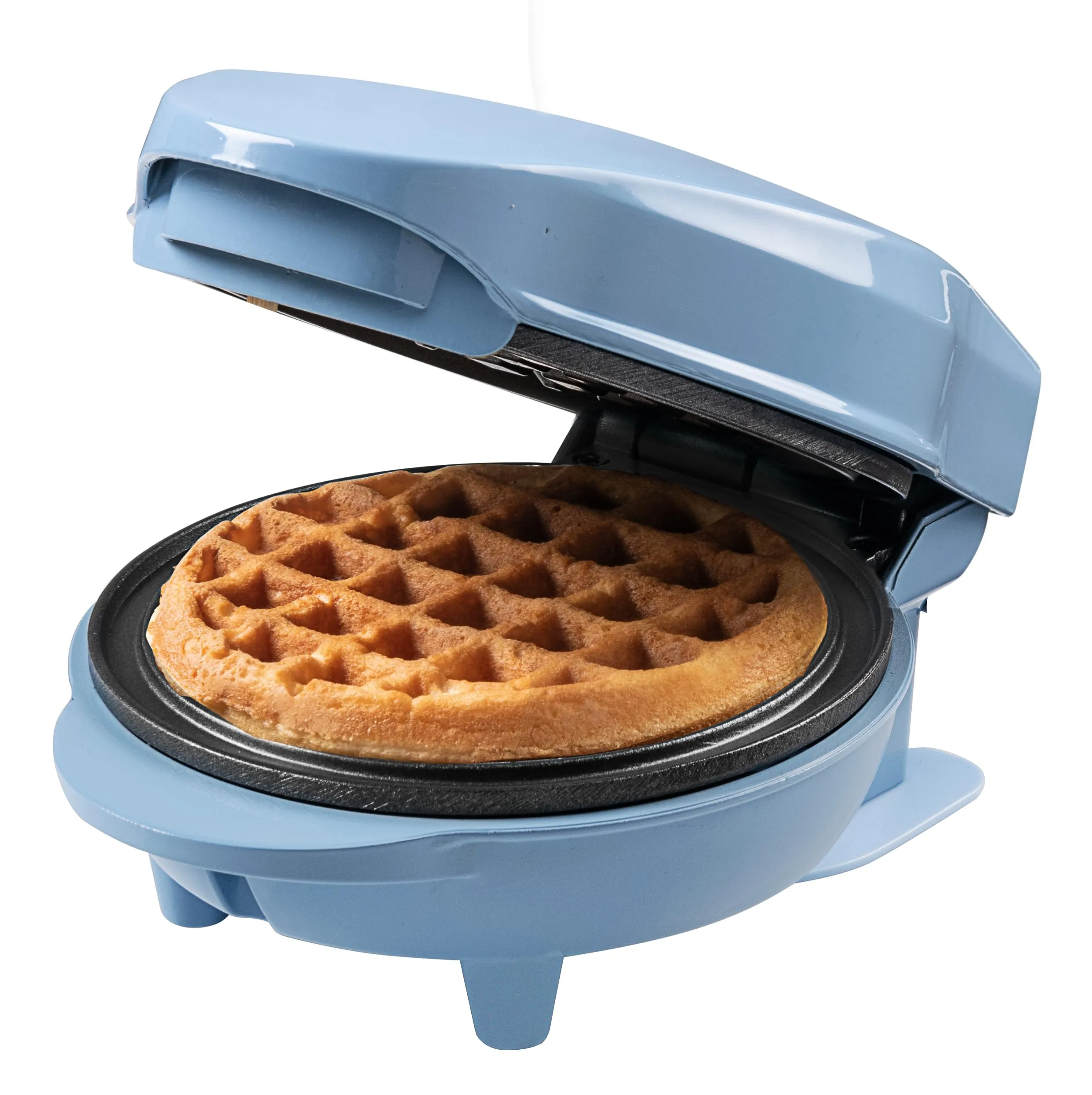 Bestron Mini waffle per waffle classiche, piccolo waffle con rivestimento antiaderente, per compleanni per bambini, feste di famiglia, Pasqua o Natale, 550 Watt, colore:blu