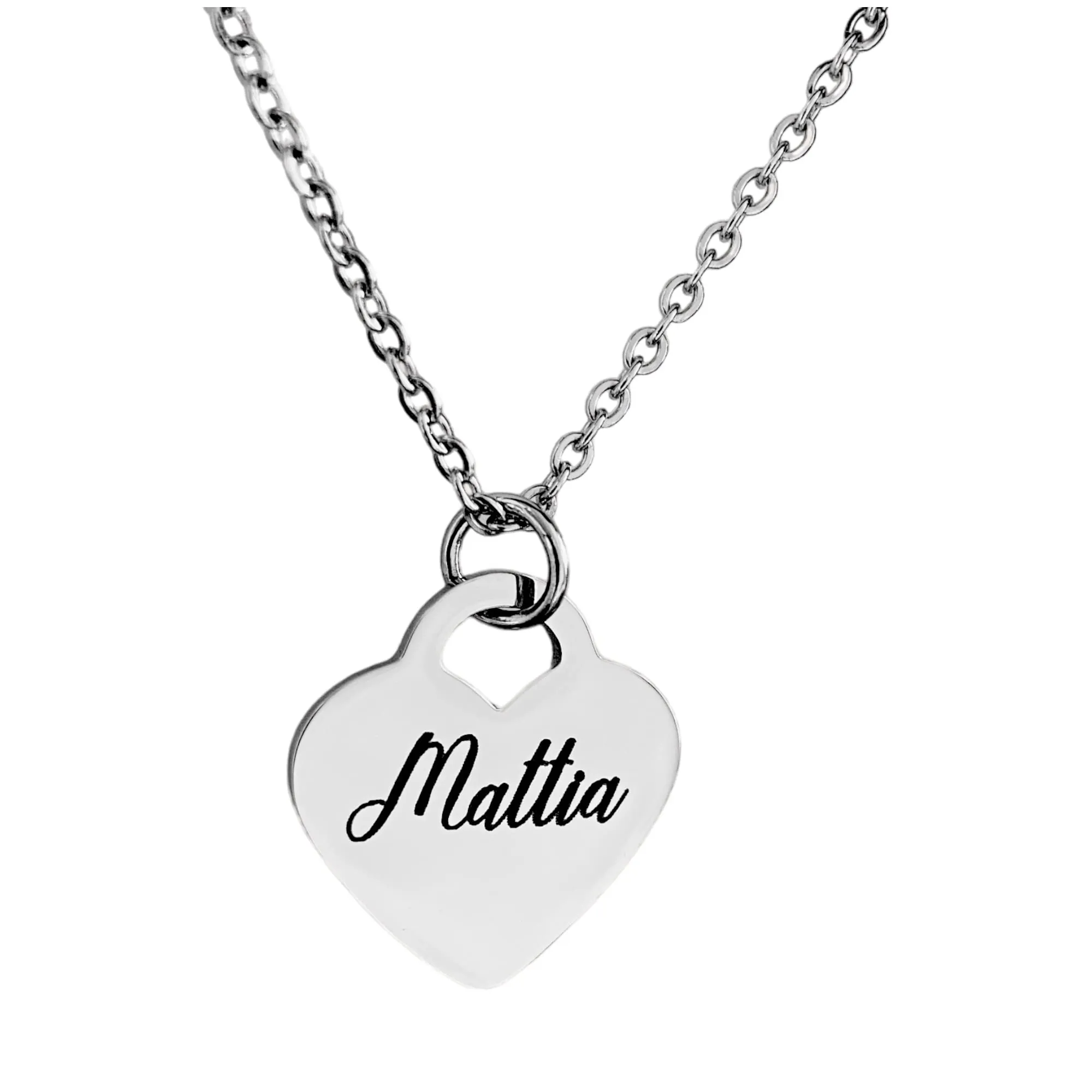 Vero Bijoux Collana Donna con Nome - Collana con ciondolo cuore - Collana con incisione personalizzata - Collana cuore personalizzata - Collana in acciaio inox water resistant - Made in Italy