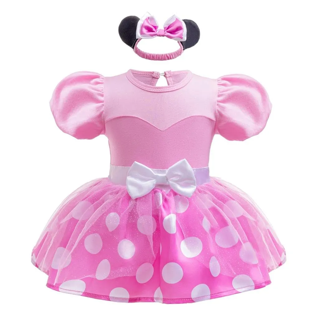 Lito Angels Vestito Costume da Principessa Minnie Body Tutina con Fascia per Bimba Taglia 18-24 mesi