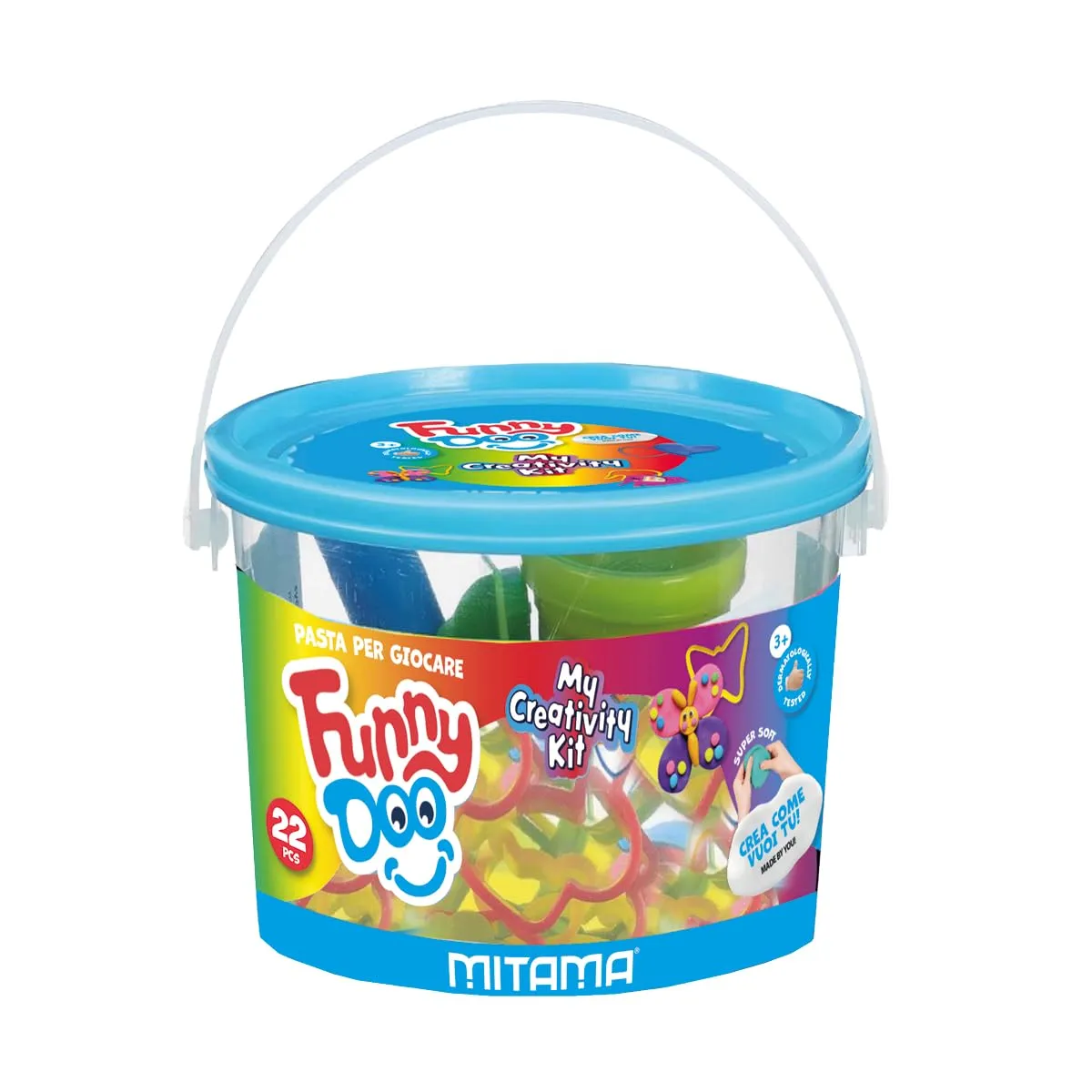 Mitama Barattolo My Creativity Kit Funny Doo, Pasta da modellare, 22 pezzi, Scatola Gioco con formine, da 3 anni in su, Gioco e Tempo Libero, Bambini
