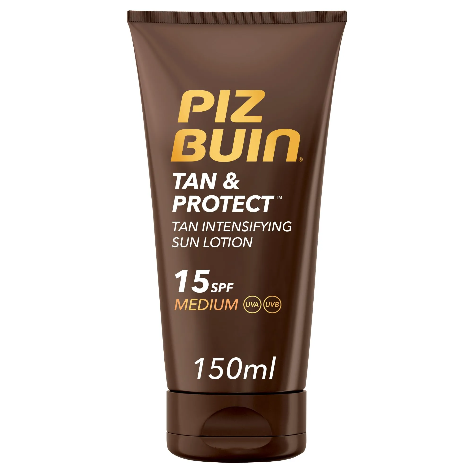 PIZ BUIN Tan & Protect Lozione Solare Intensificatore dell'Abbronzatura SPF 15, Crema solare 15 abbronzante corpo con Illumitone, Protezione solare 15 con filtro solare UVA/UVB, 150 ml
