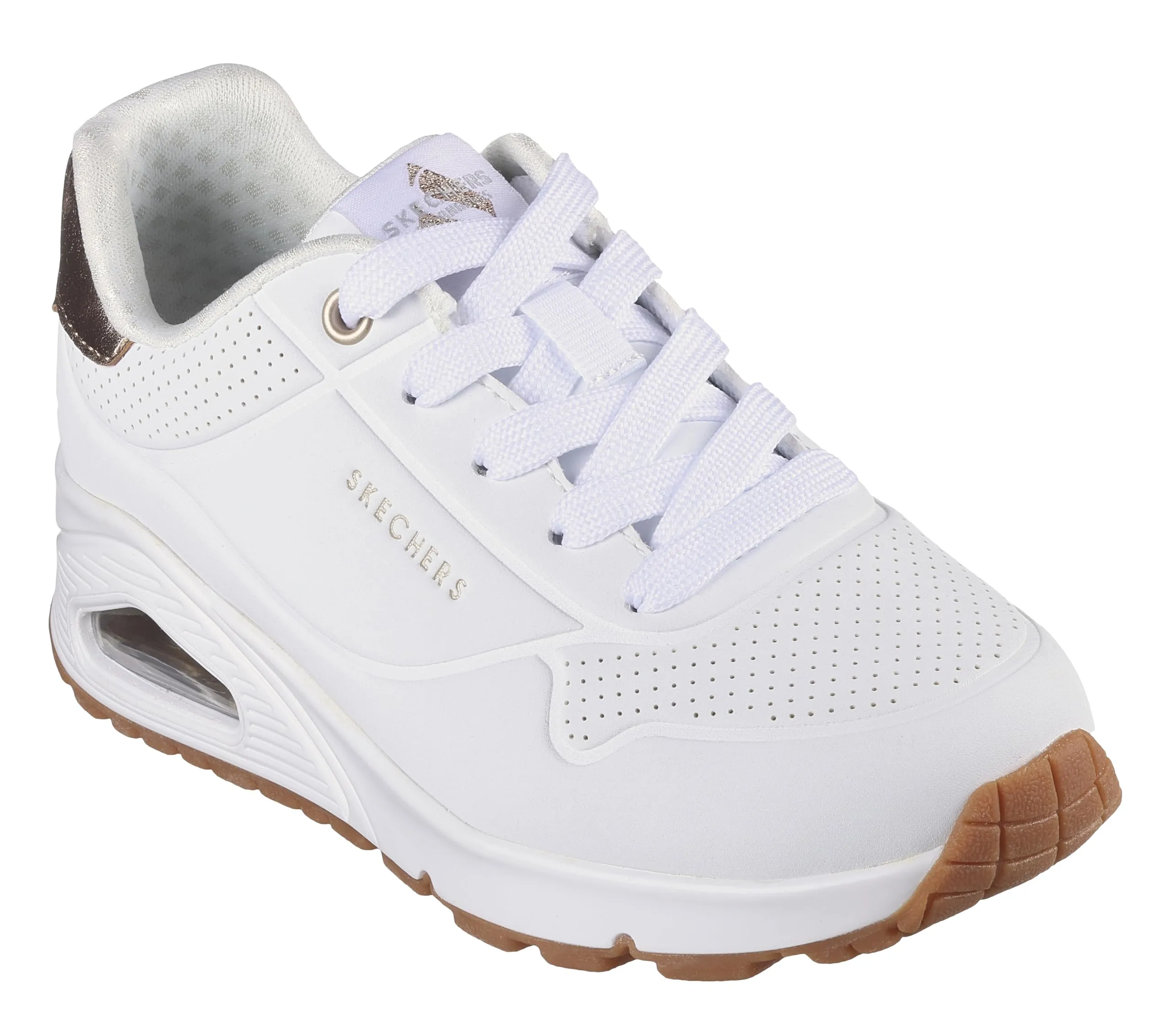Skechers Uno Gen1 Shimmer Away, Scarpe sportive Bambine e ragazze, White Synthetic Trim, 34 EU