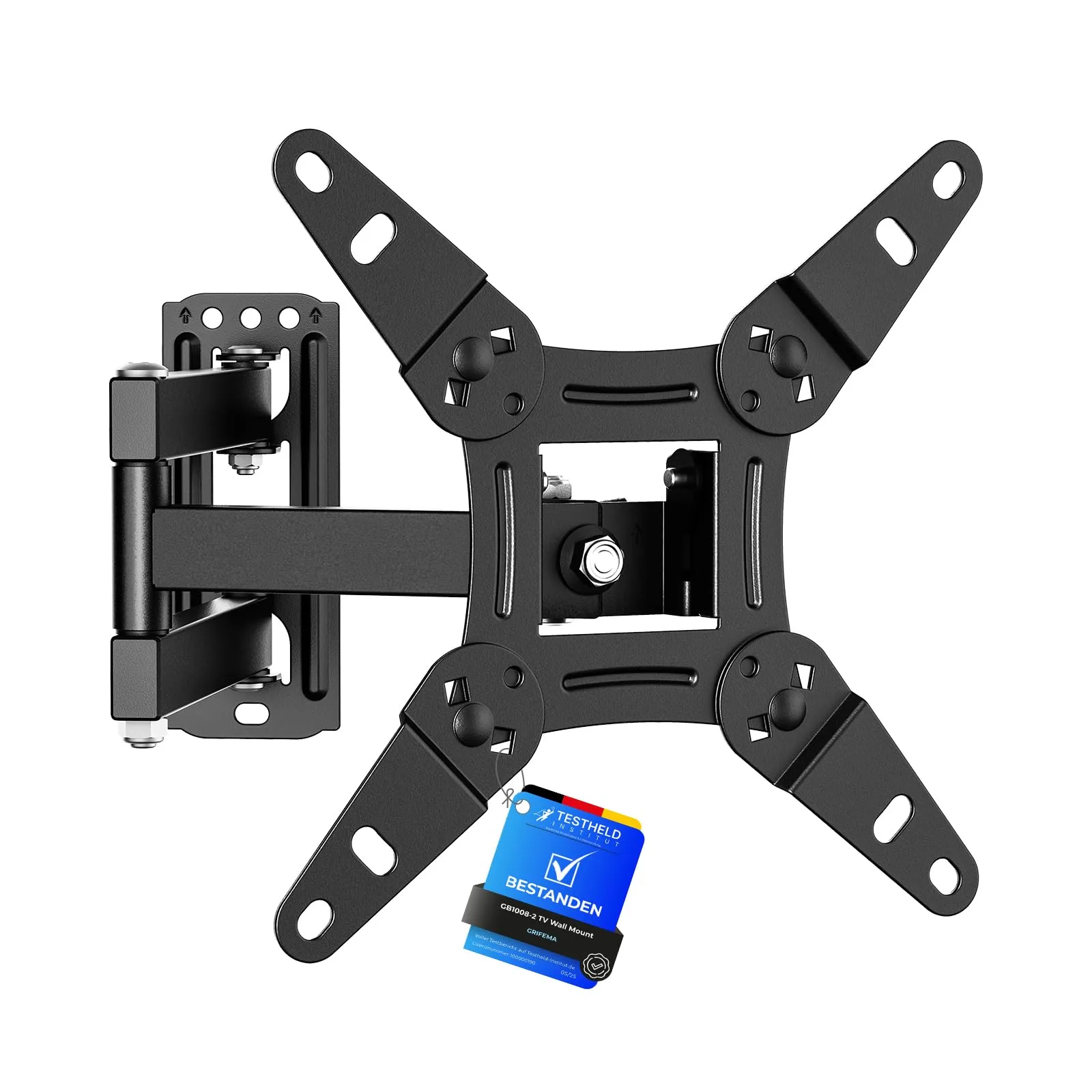 GRIFEMA GB1008-2 Supporto TV da parete per TV da 13-43", girevole, inclinare, estendere e ritrarre per un migliore angolo di visione, carico fino a 20 kg, max VESA 200 x 200 mm