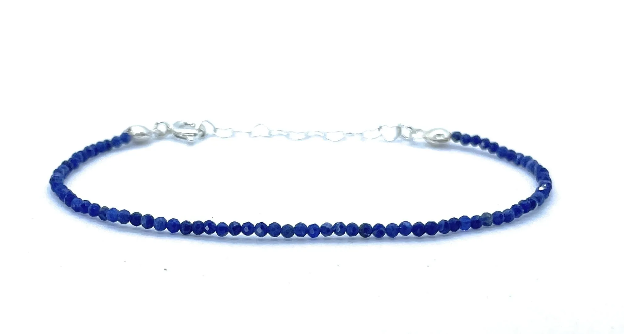 Bracciale donna Sodalite in pietra naturale argento 925 spessore 2 mm regolabile da 16 cm a 19 cm