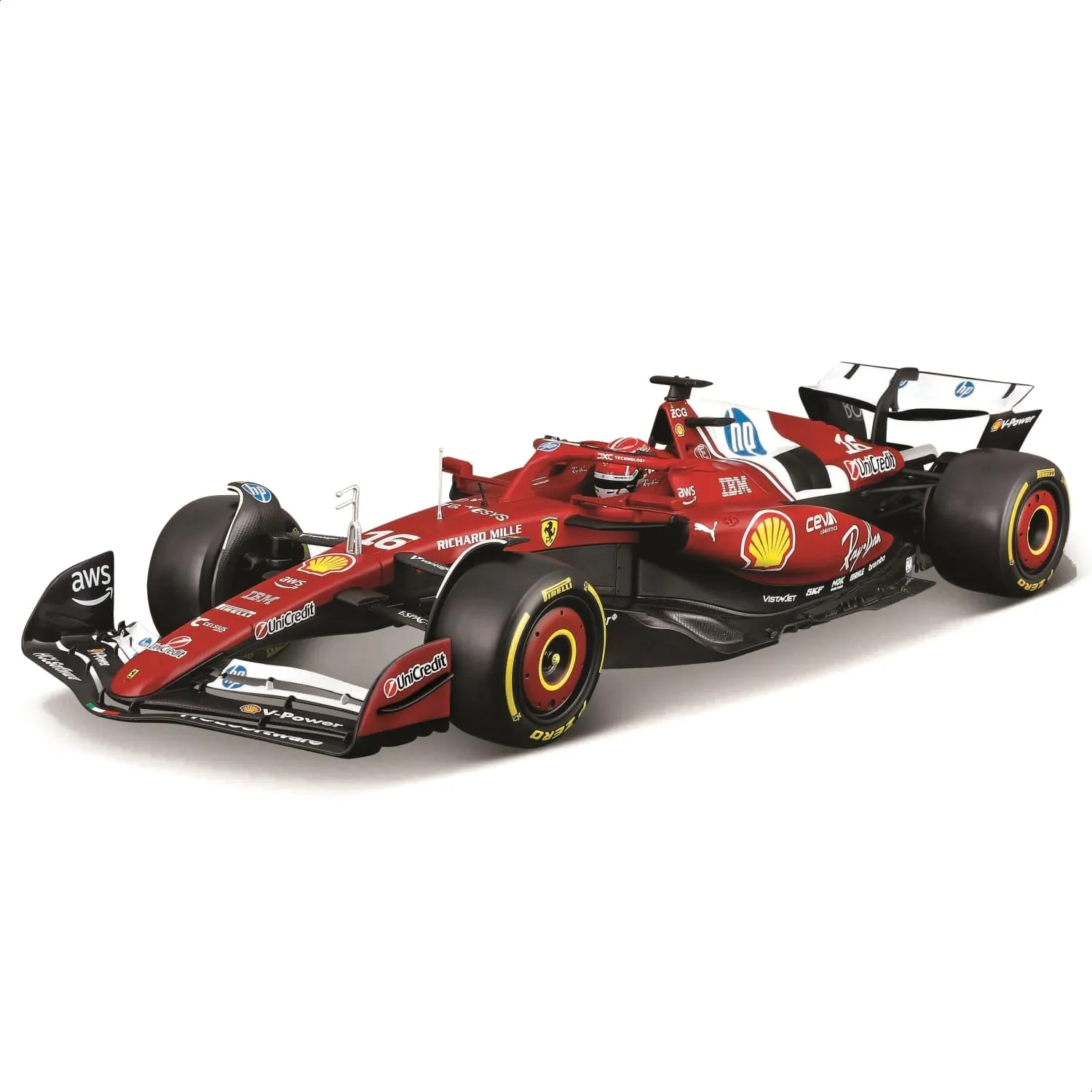 Bburago - Ferrari SF-25 F1 2025#16 Leclerc, Auto Diecast in Scala 1:18, Replica Dettagliata Monoposto Ferrari Formula 1, Licenza Ufficiale Ferrari, Età Consigliata 14+ Anni