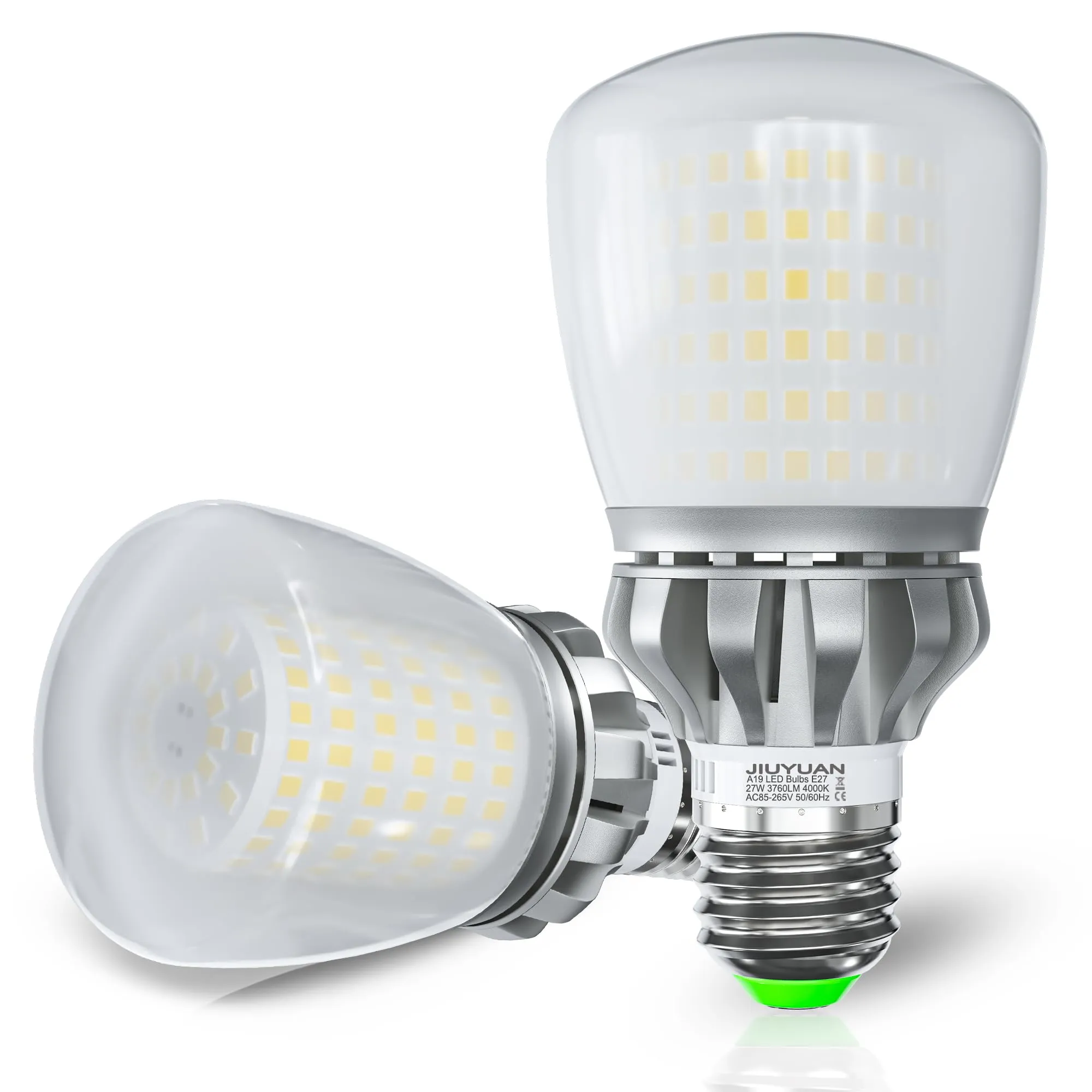 JIUYUAN Lampadina LED E27, 27W (Equivalenti a 250W) 4000K Luce Bianco Neutro 3760 Lumen, Lampadine E27 LED A60, Angolo del Fascio di 360 Gradi, Non Dimmerabile, Lampada LED, Pacco da 2