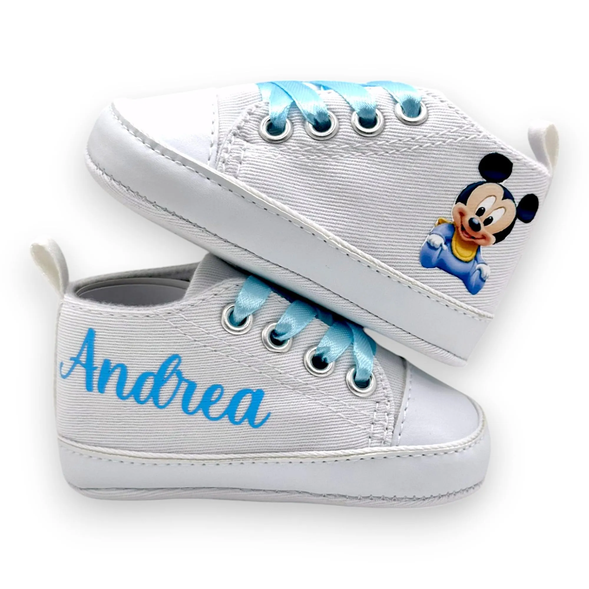 LulluLab Scarpine Neonato personalizzate con nome, primi passi, ottima idea regalo. (Topolino 3-6 mesi)