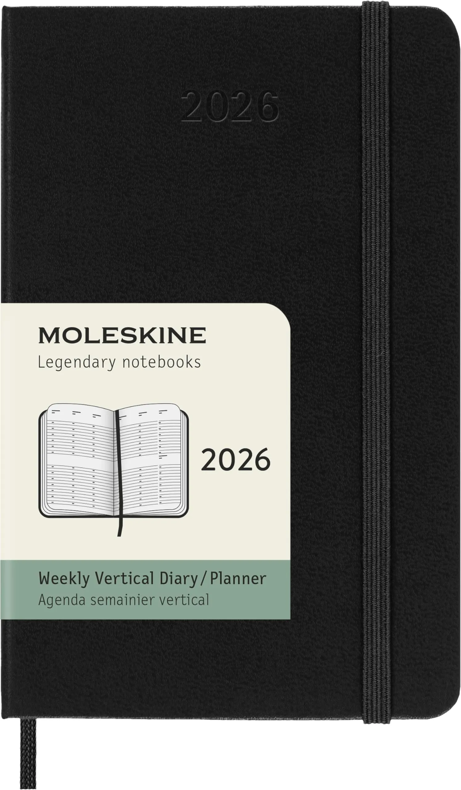 Moleskine Weekly Planner, Agenda Settimanale Verticale 2026 12 Mesi, Copertina Rigida e Chiusura Elastica, Colore Nero, Formato Pocket 9x14 cm