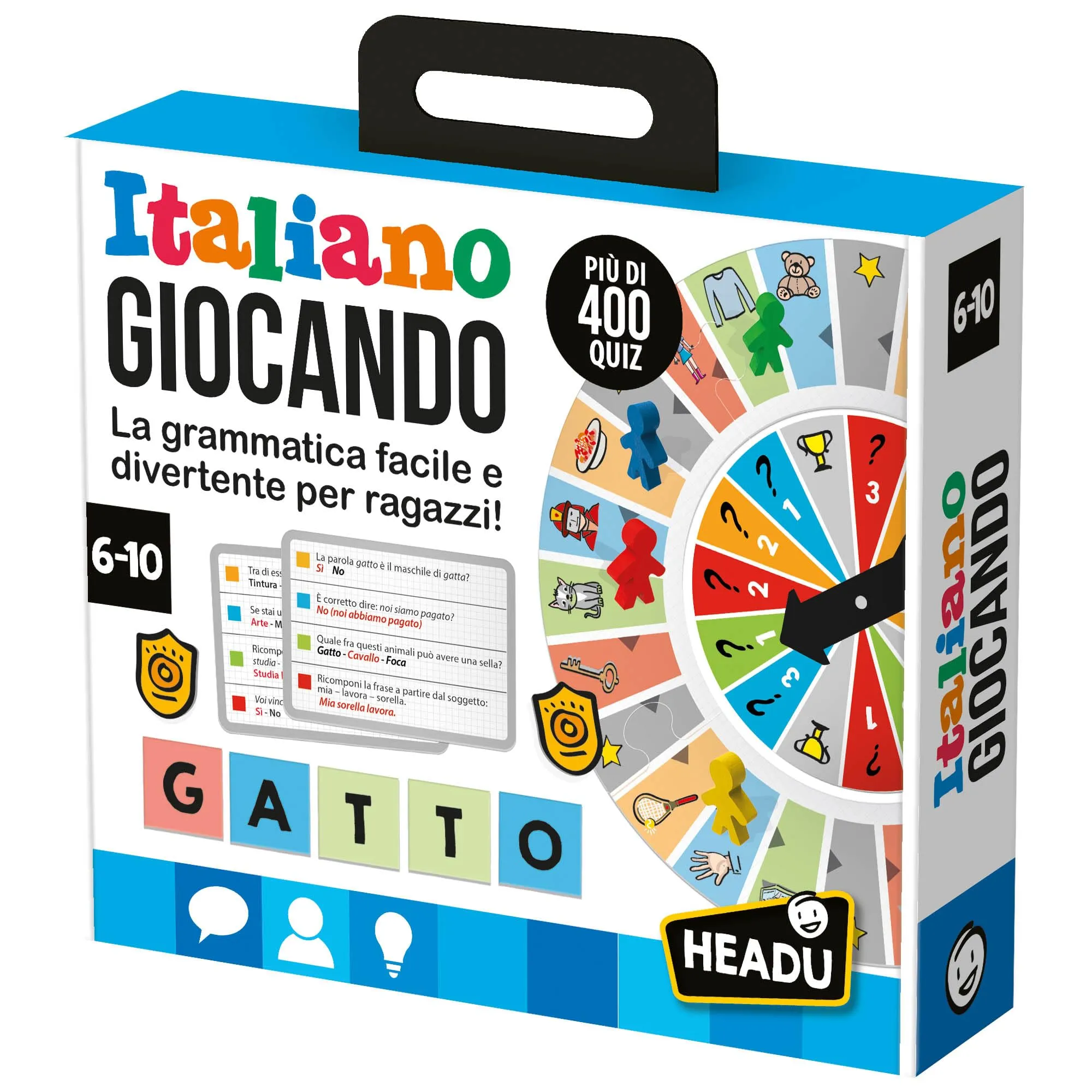 HEADU - Italiano Giocando - La Grammatica Facile E Divertente Per Ragazzi! | Giochi Educativi 6 7 8 9 10 Anni, Giochi Didattici Bambini, Quiz Divertenti e Intelligenti, Regalo Bambino Scuola Primaria