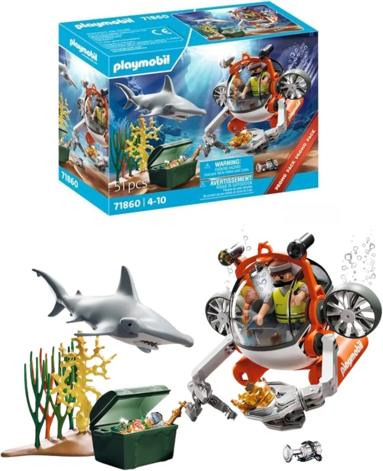 PLAYMOBIL | Promo Pack | Caccia al tesoro con sottomarino | Giocattolo da 4 anni | Regalo per bambini | Avventura sottomarina con figure e accessori | 71860