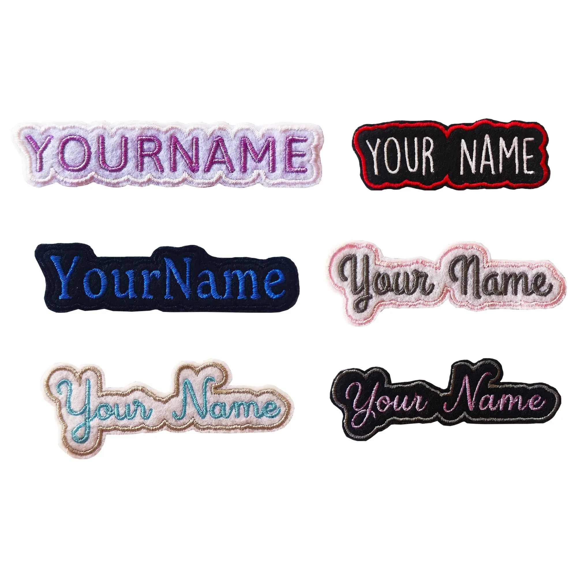 Nome Personalizzato Toppa Ricamata Termoadesiva | Cucire | Emblema Applique Distintivo Spilla Abbigliamento T-shirt Jeans Cappelli Pantaloni Borse Accessori Giacche Zaino