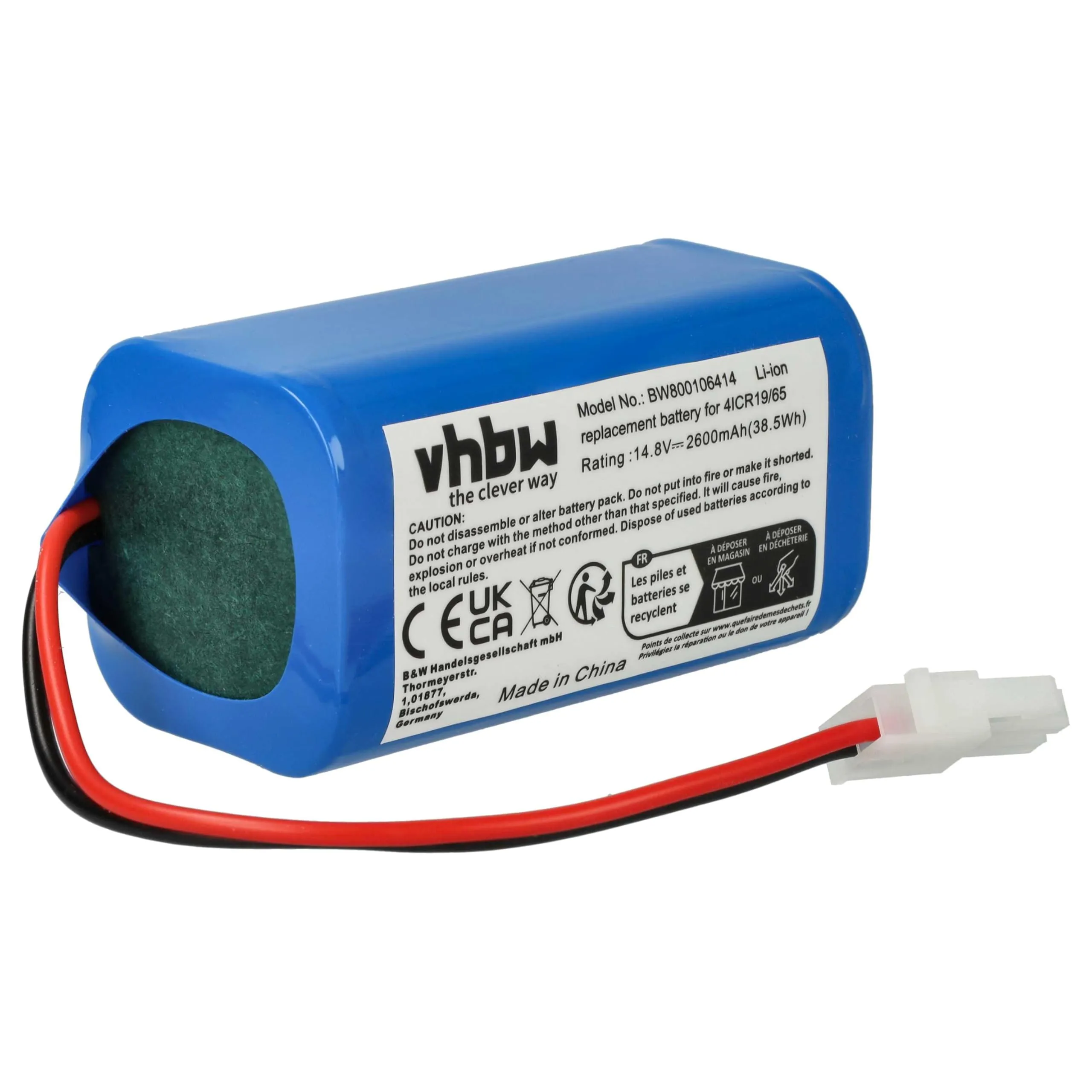 vhbw batteria compatibile con Dibea D960, GT200, GT9, V750, V780, V780s, V870 aspirapolvere home cleaner (2600mAh, 14,8V, Li-Ion)