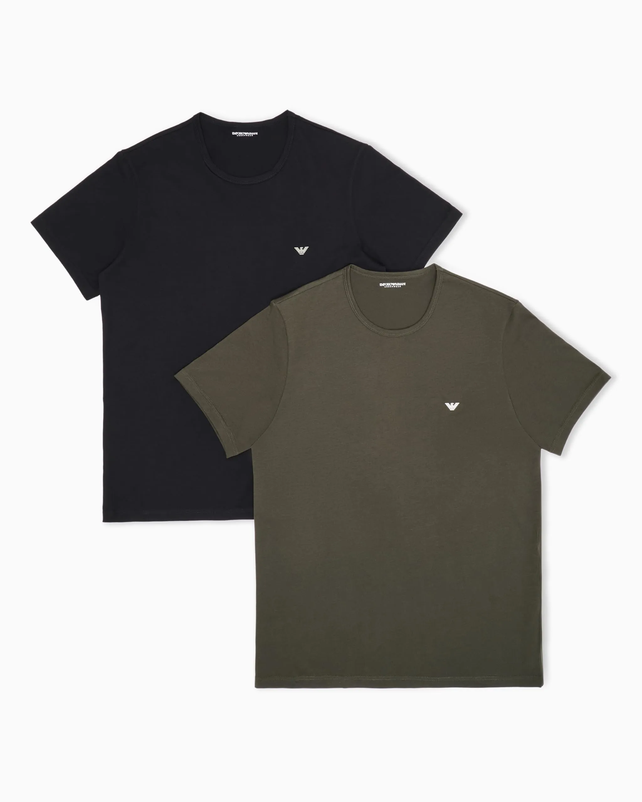 EMPORIO ARMANI 2-Pack Crew Neck T-Shirt, Nero/Forest Night, M Uomo